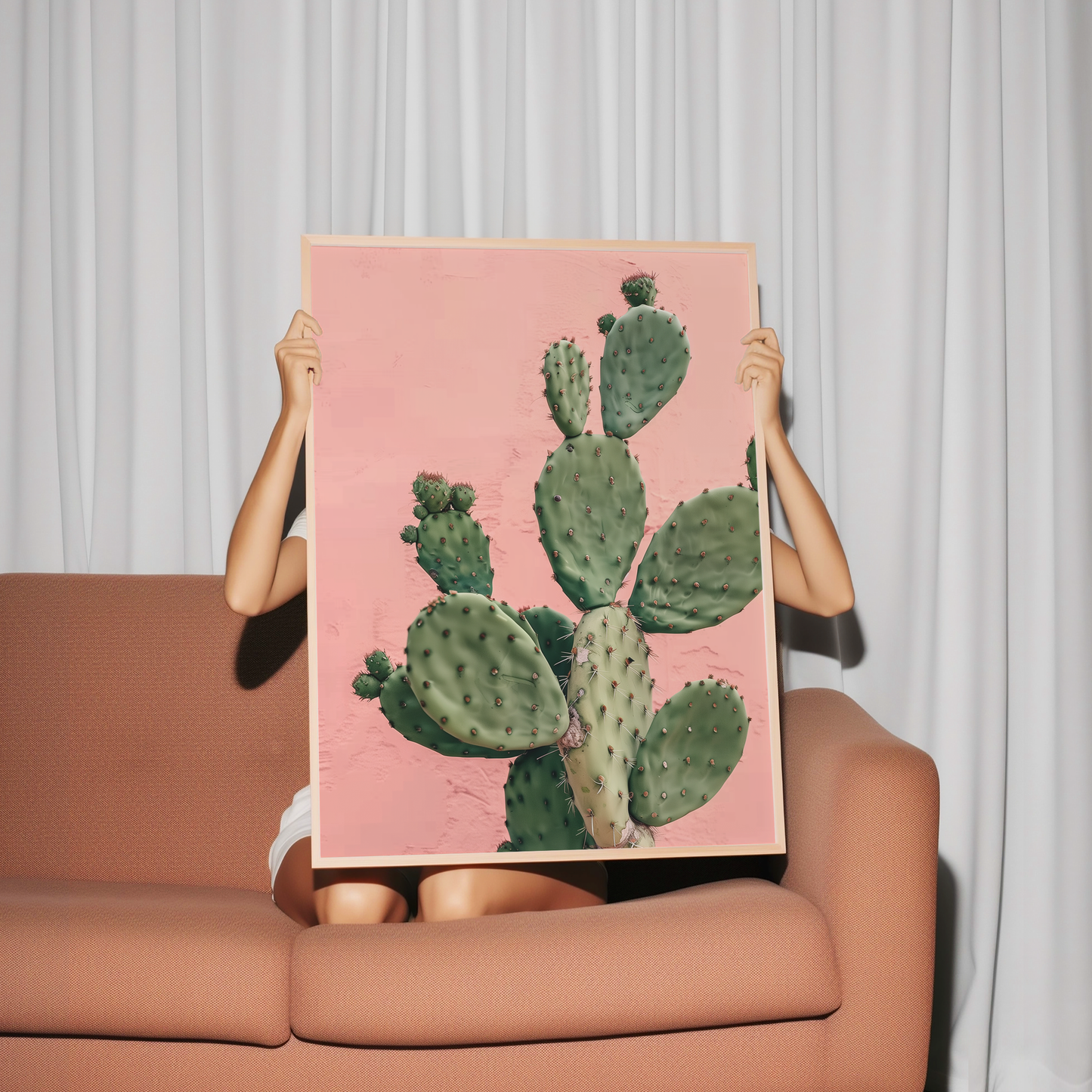 Prickly Pear Cactus Print - Chic Pink Desert Botanical Wall Art