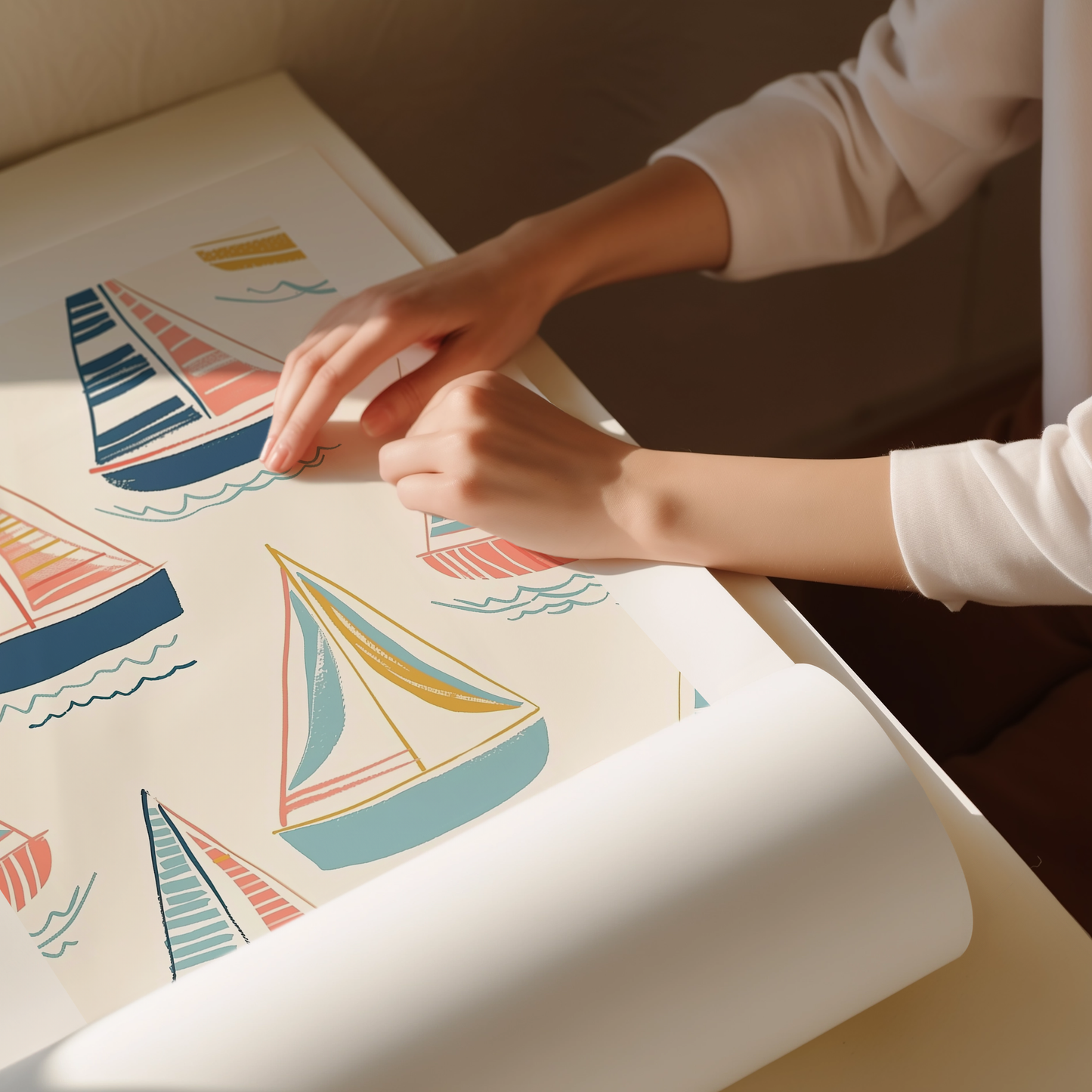 Sailboat Nursery Art Print - Nautical Kids Room Decor