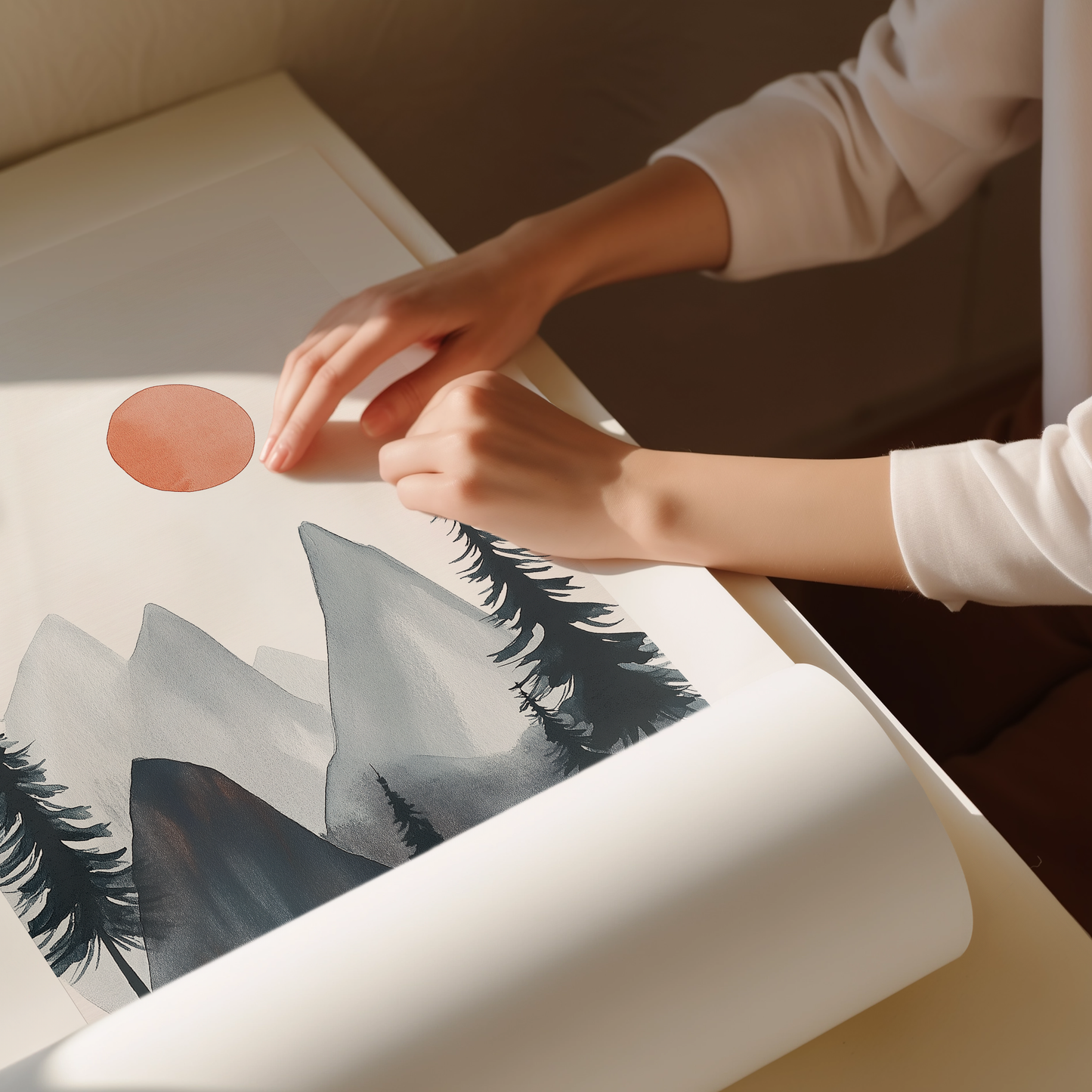 Mountain Nursery Art Print - Minimalist Watercolor