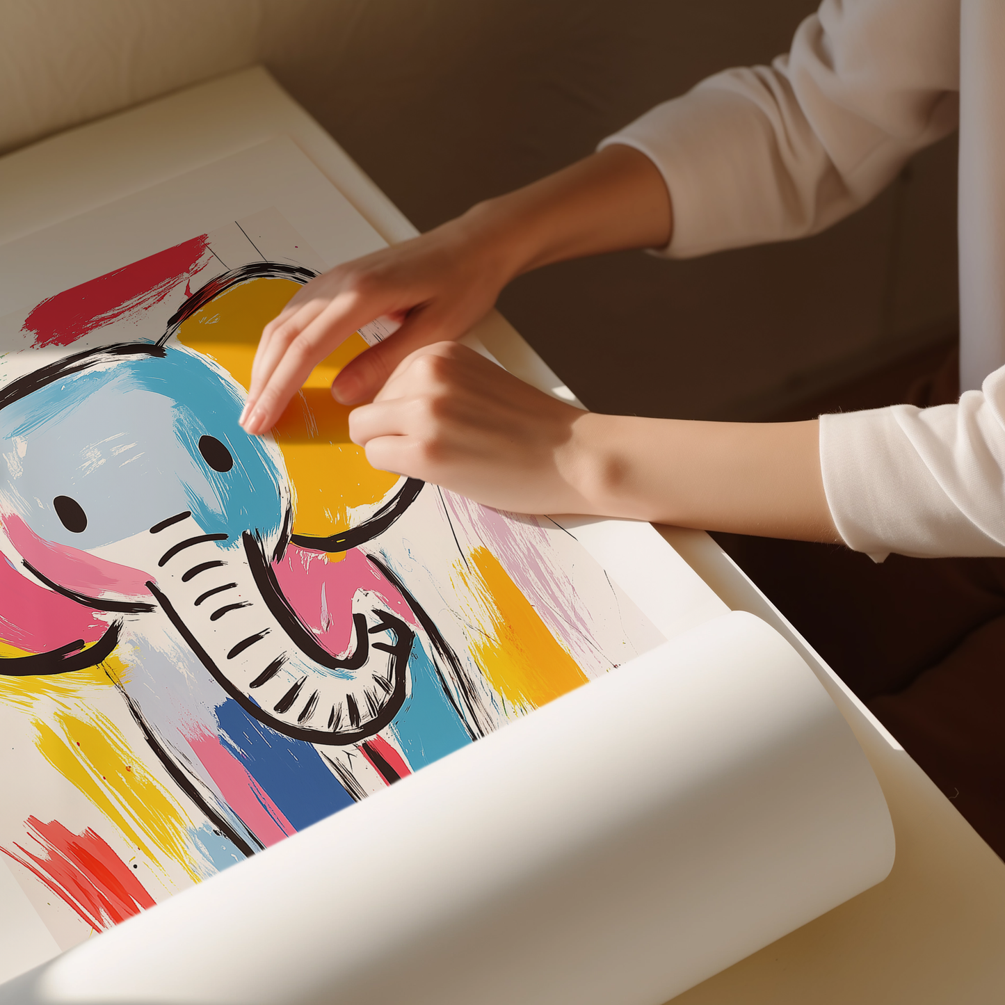 Colorful Abstract Elephant Art - Modern Nursery Decor