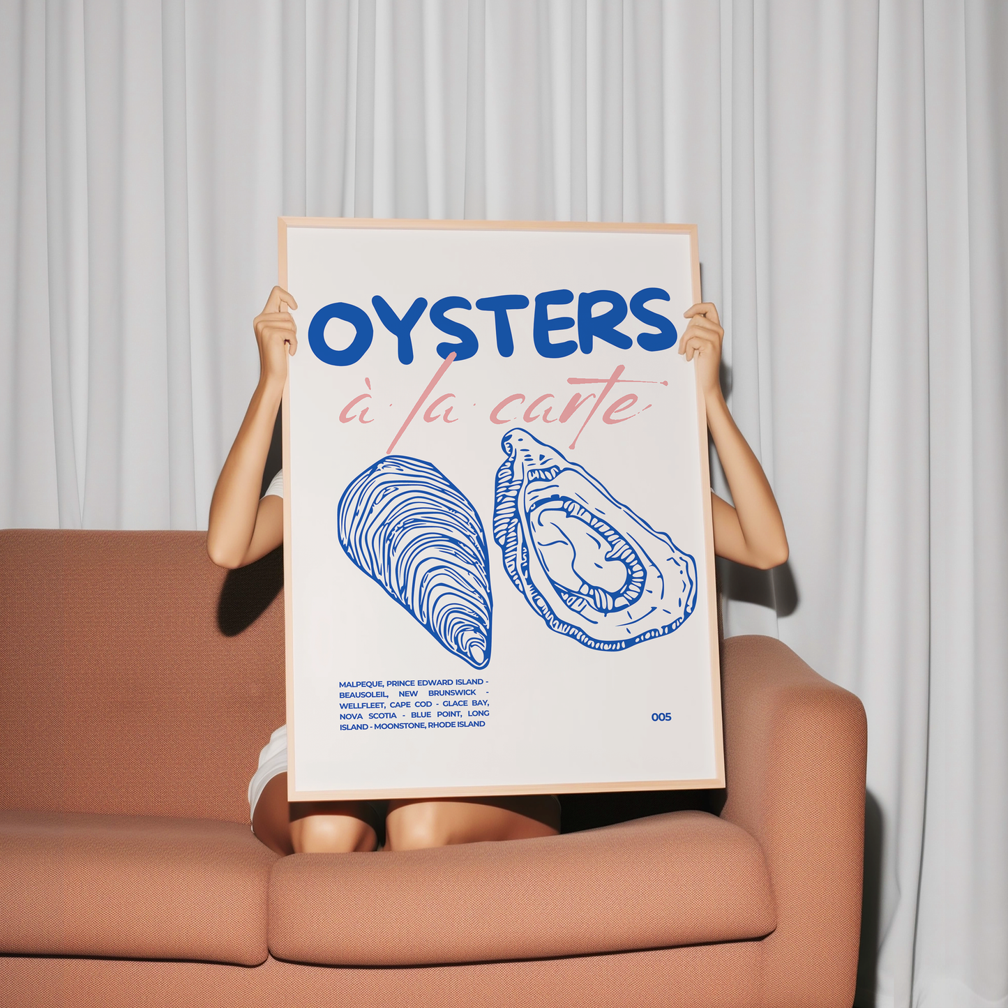 Chic Oyster Illustration Print - Coastal Kitchen Art