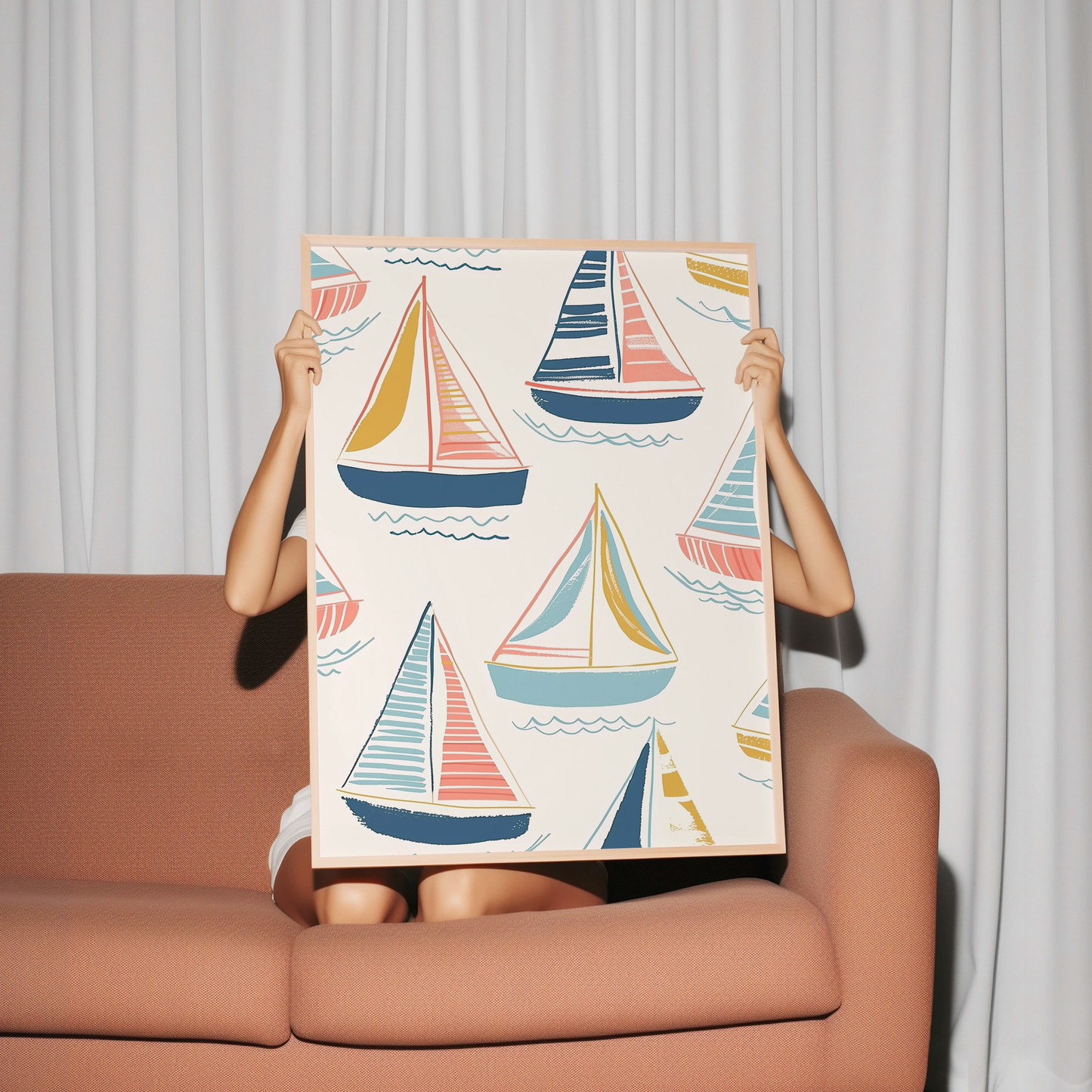 Sailboat Nursery Art Print - Nautical Kids Room Decor