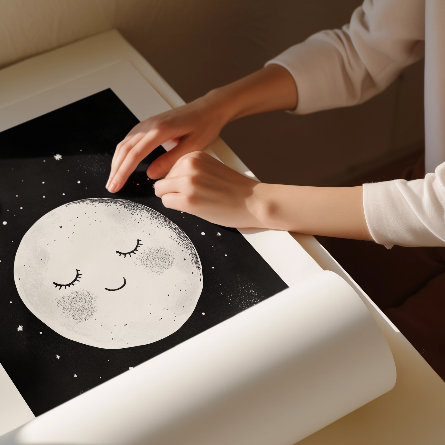 Adorable Moon Art Print - Modern Nursery Wall Art