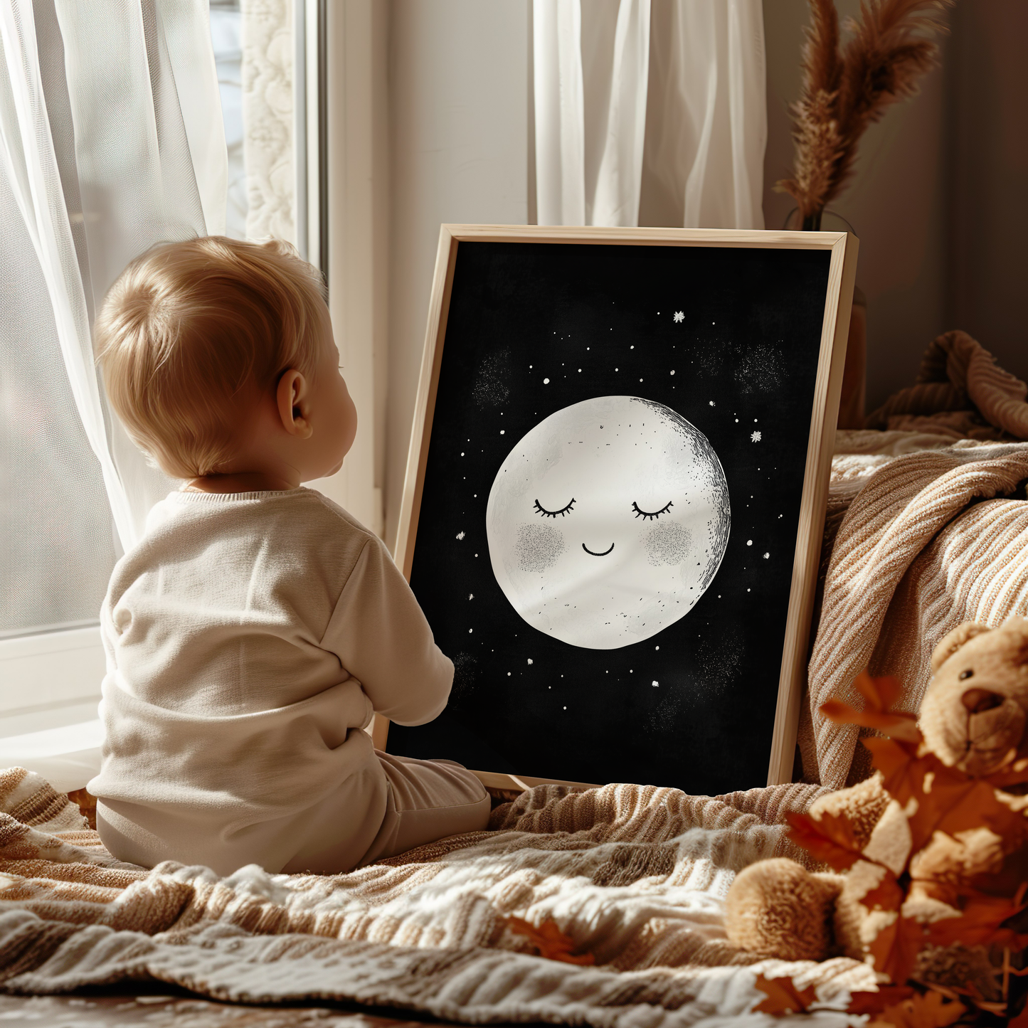 Adorable Moon Art Print - Modern Nursery Wall Art