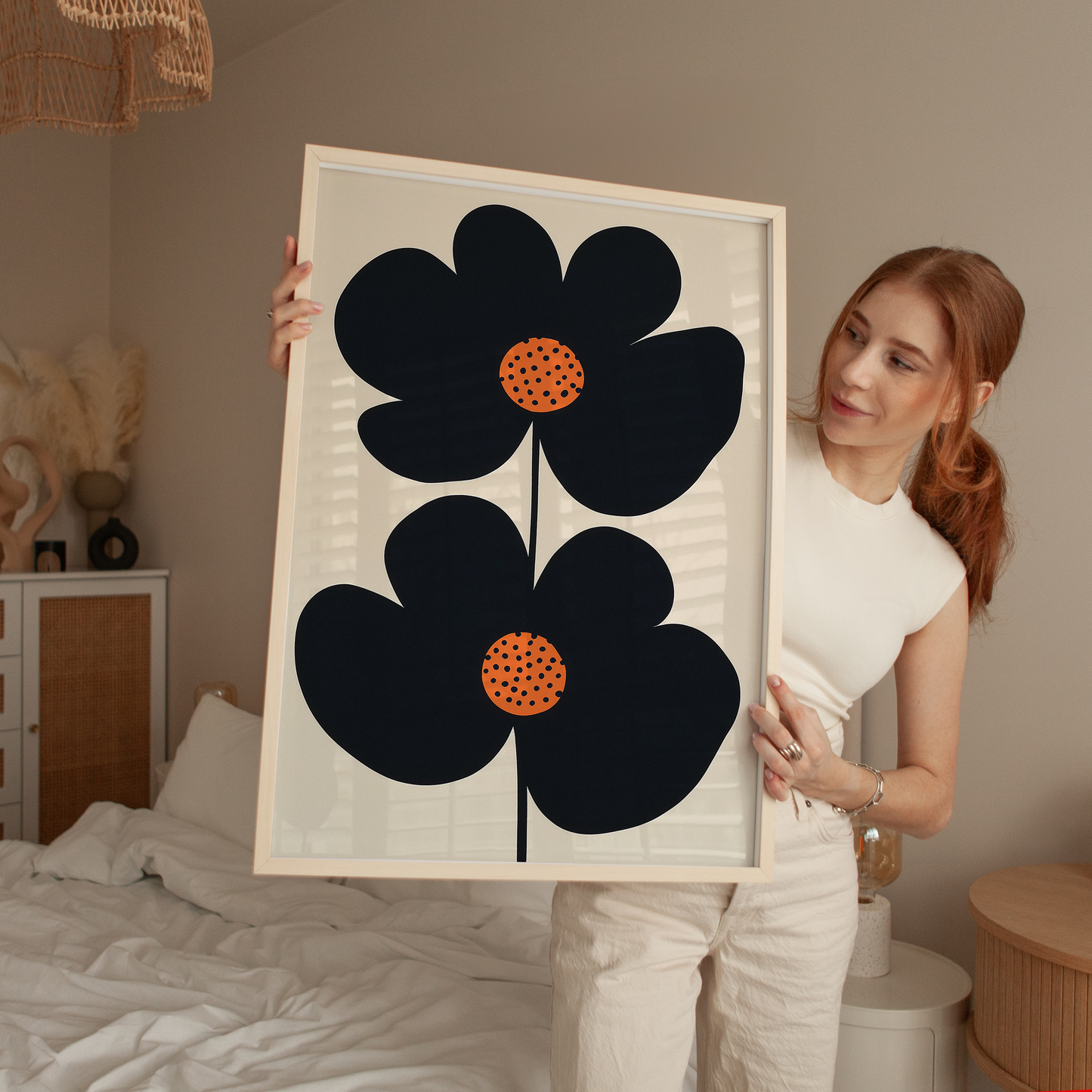 Bold Minimalist Poppy Art Print - Modern Floral Wall Art
