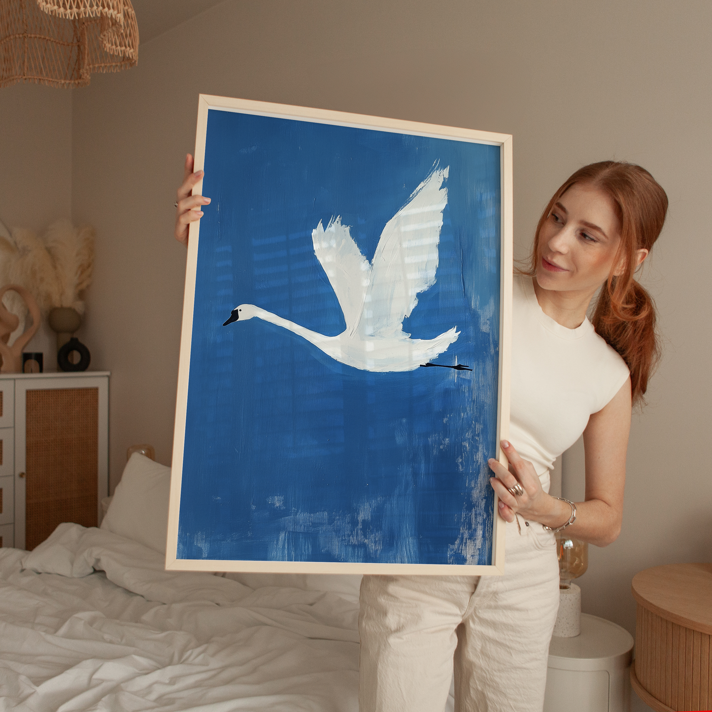 Nursery Swan Wall Art - Minimalist Baby Room Decor