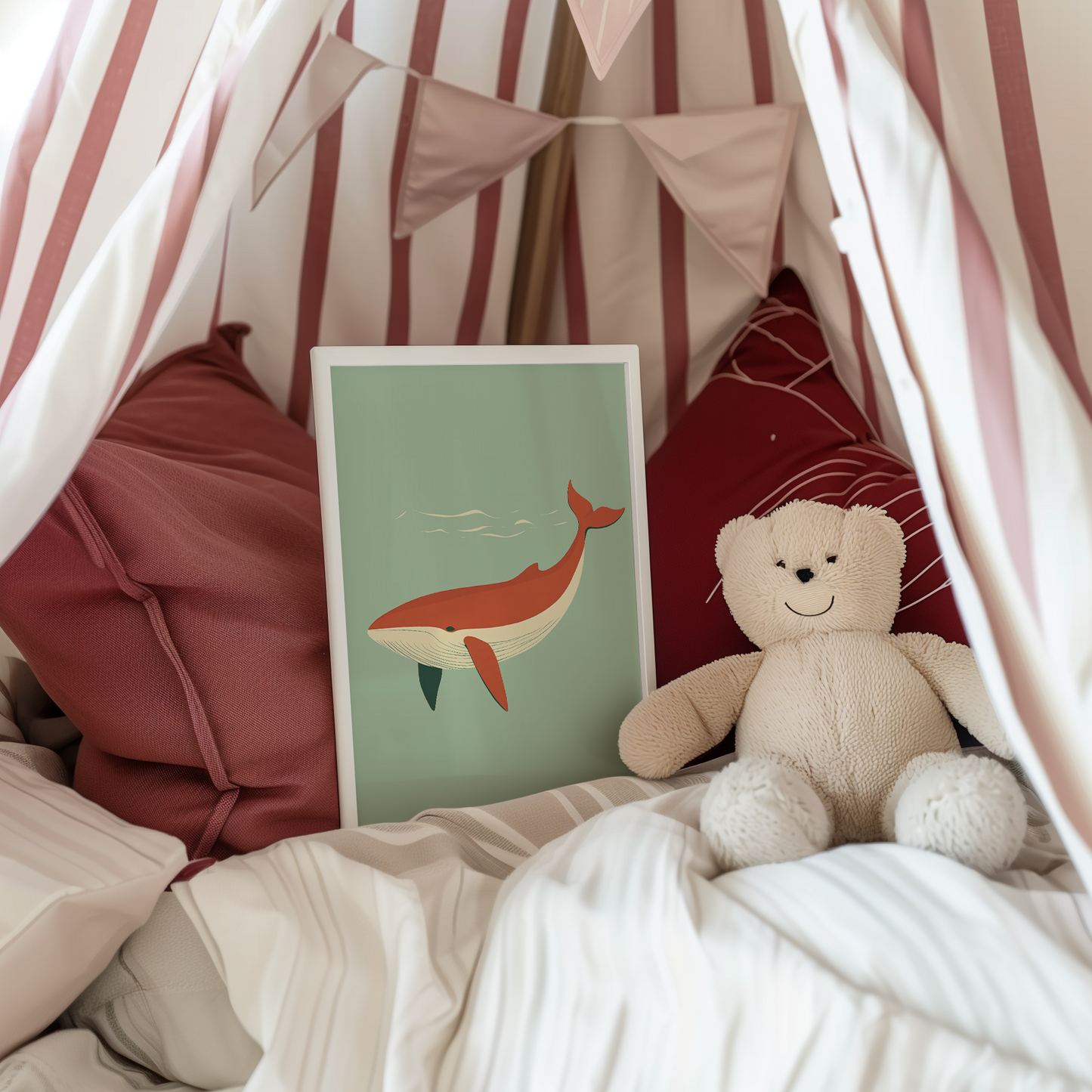Whimsical Minimalist Whale - Nursery Print