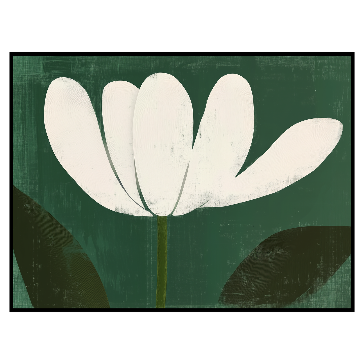 Mid-Century Modern Green Flower Wall Art