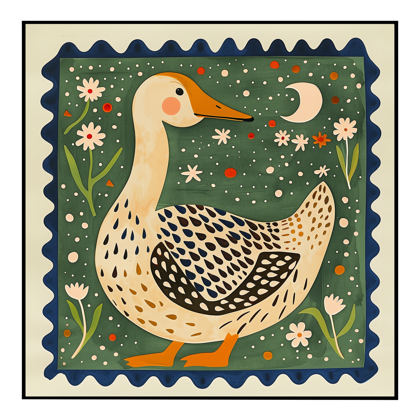 Charming Folk Art Duck Print - Grandmillennial Art