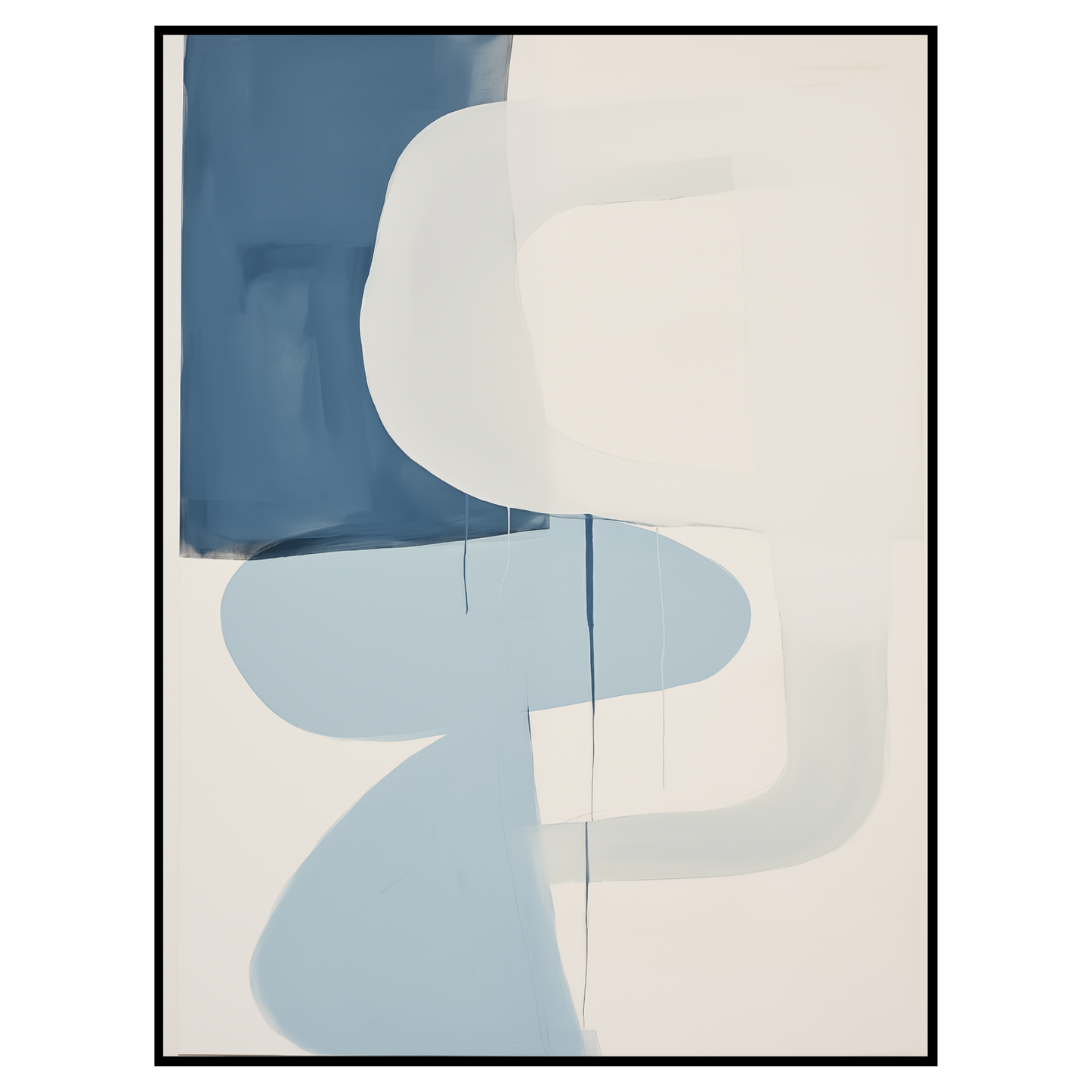 Abstract Blue and Beige Print - Modern Blue and White Fluid Shapes