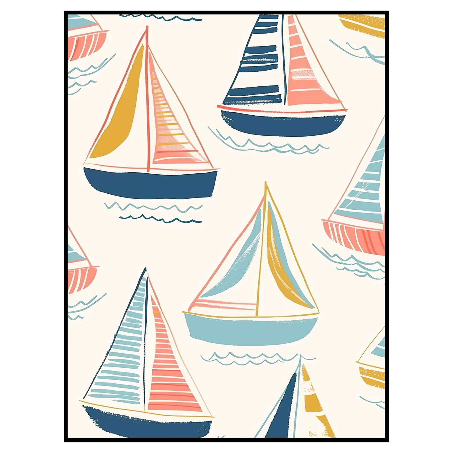 Sailboat Nursery Art Print - Nautical Kids Room Decor
