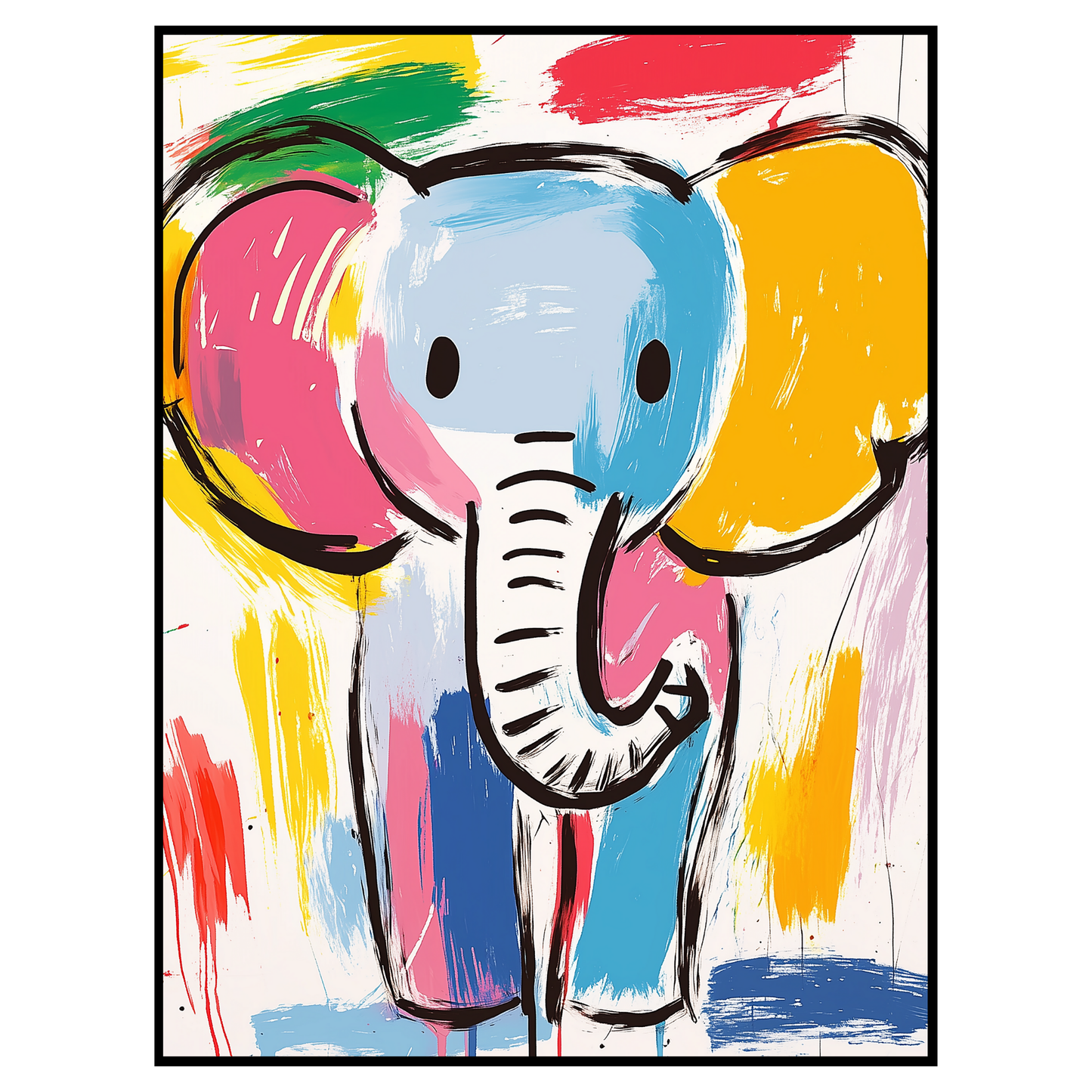 Colorful Abstract Elephant Art - Modern Nursery Decor