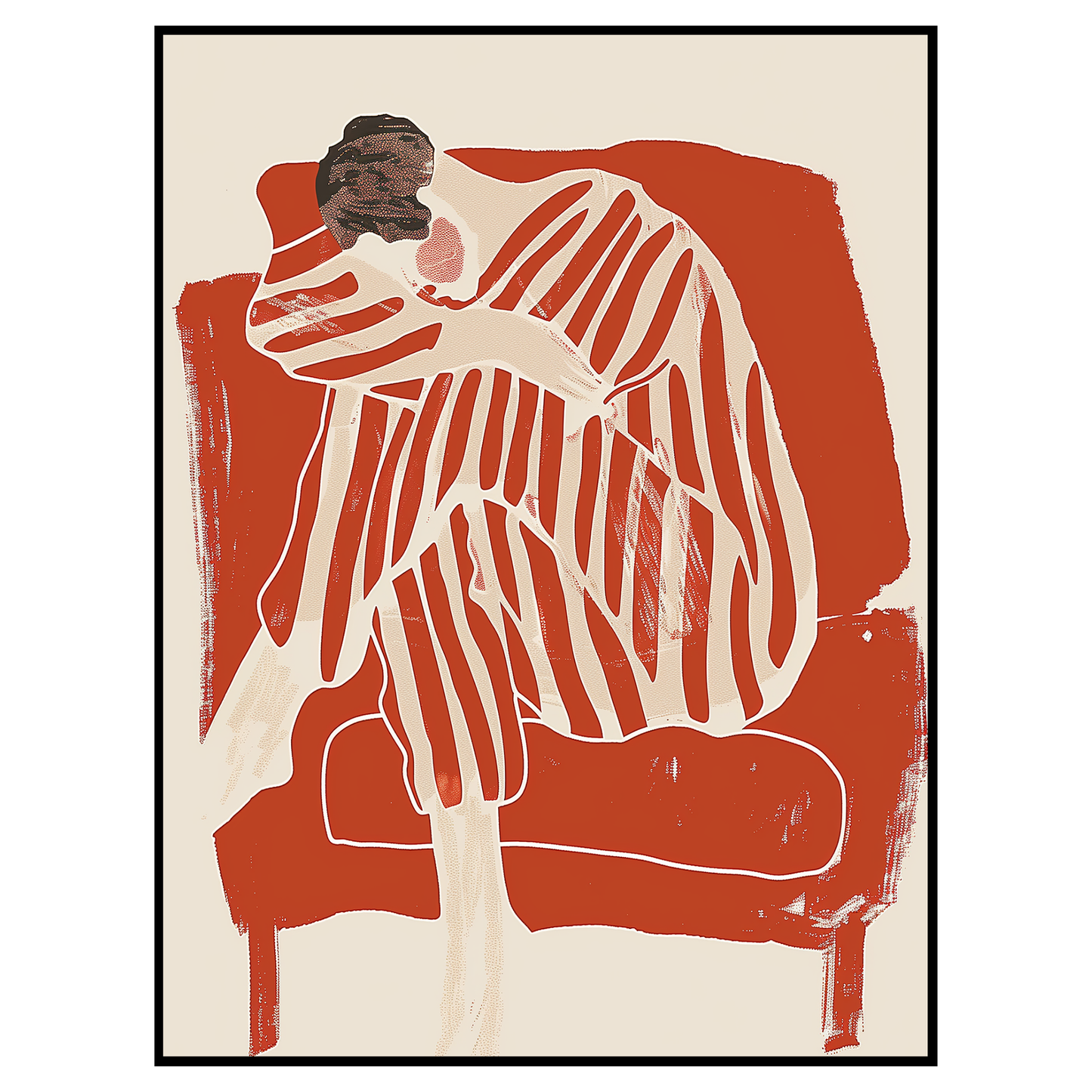 Abstract Woman in Stripes Art Print - Modern Home Decor