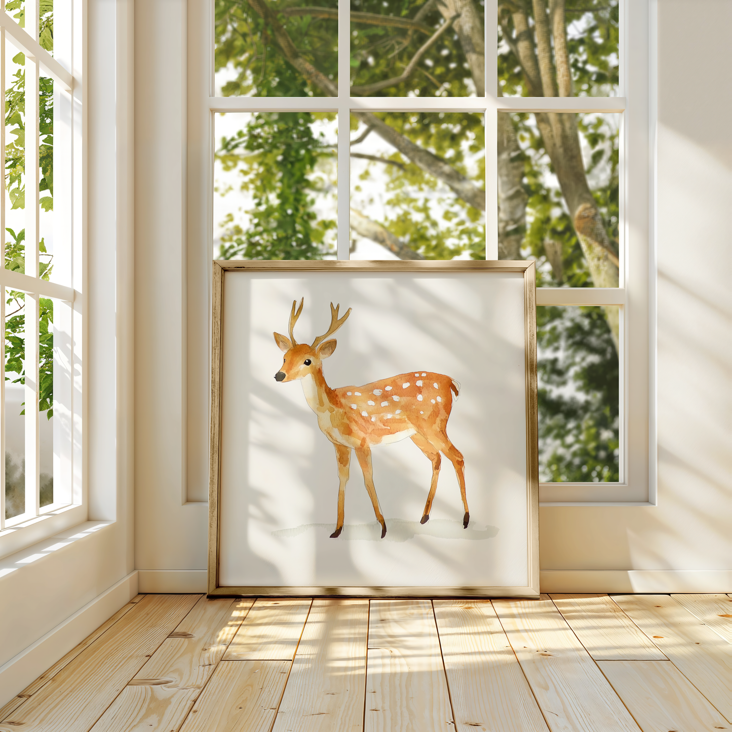 Adorable Watercolor Deer Print - Woodland Nursery