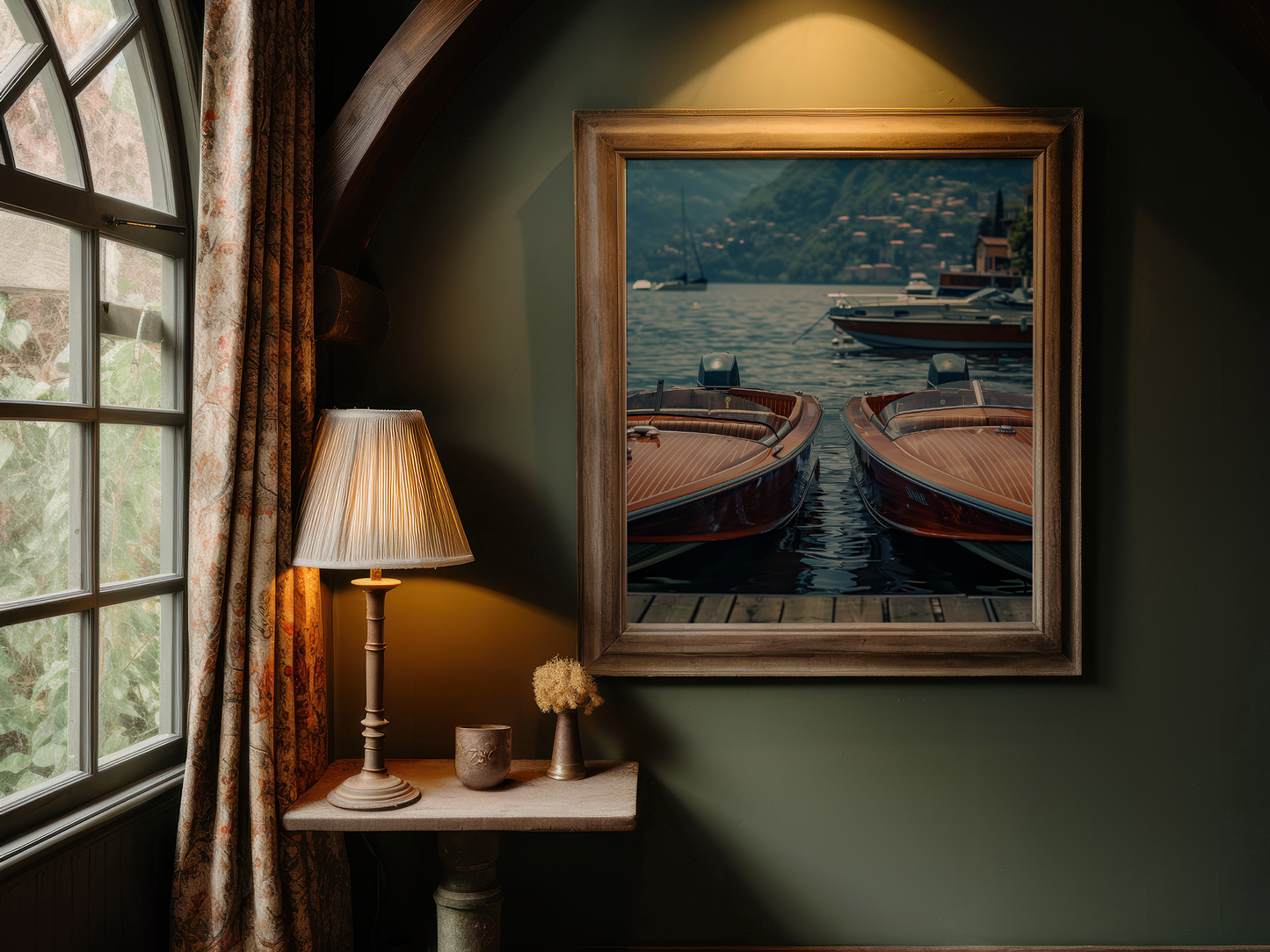 Classic Wooden Speedboats Print - Lakehouse Decor