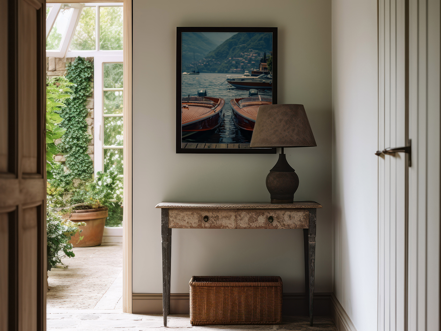 Classic Wooden Speedboats Print - Lakehouse Decor