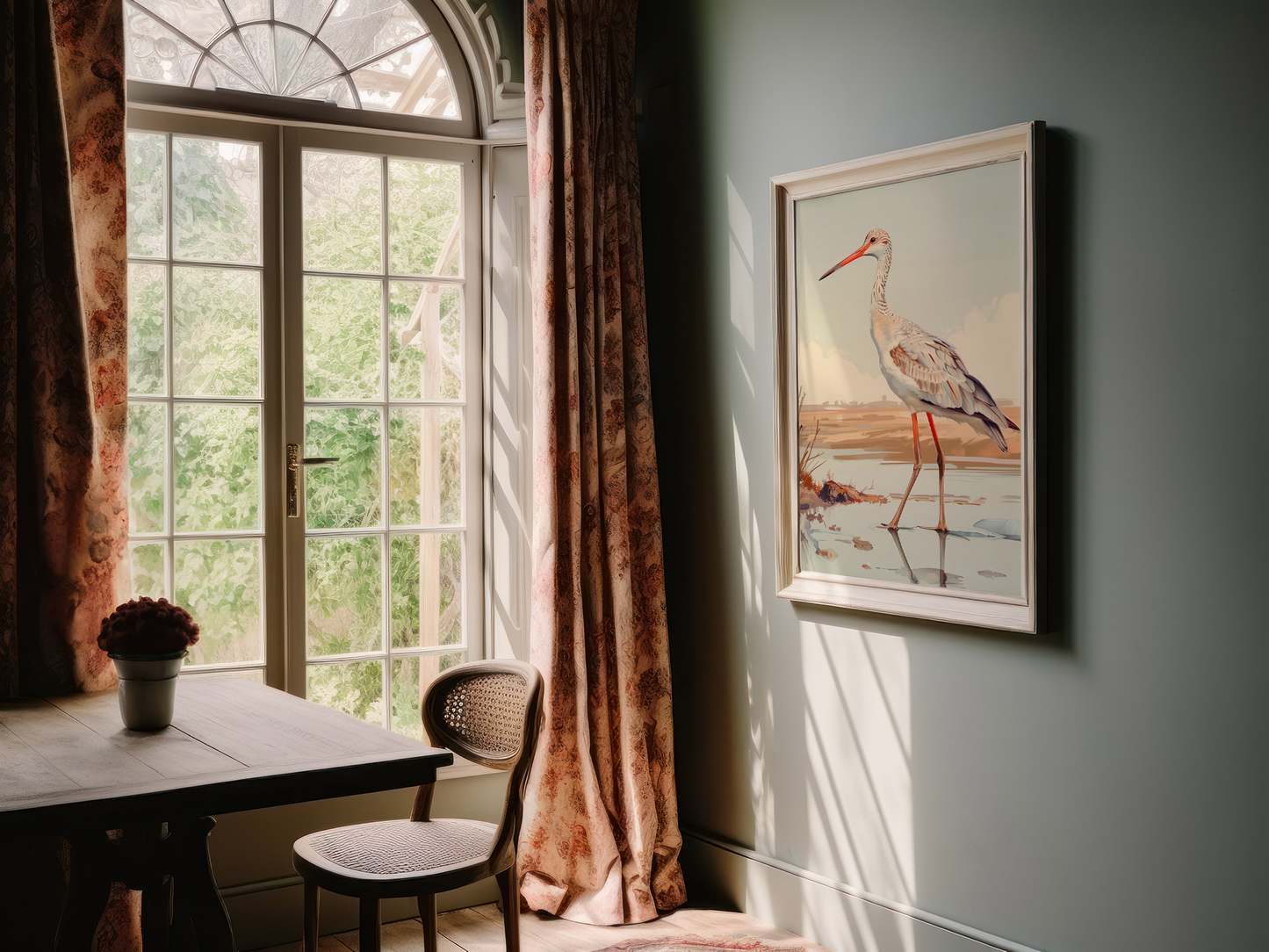 Serene Shorebird Art Print - Detailed Wader Bird Illustration