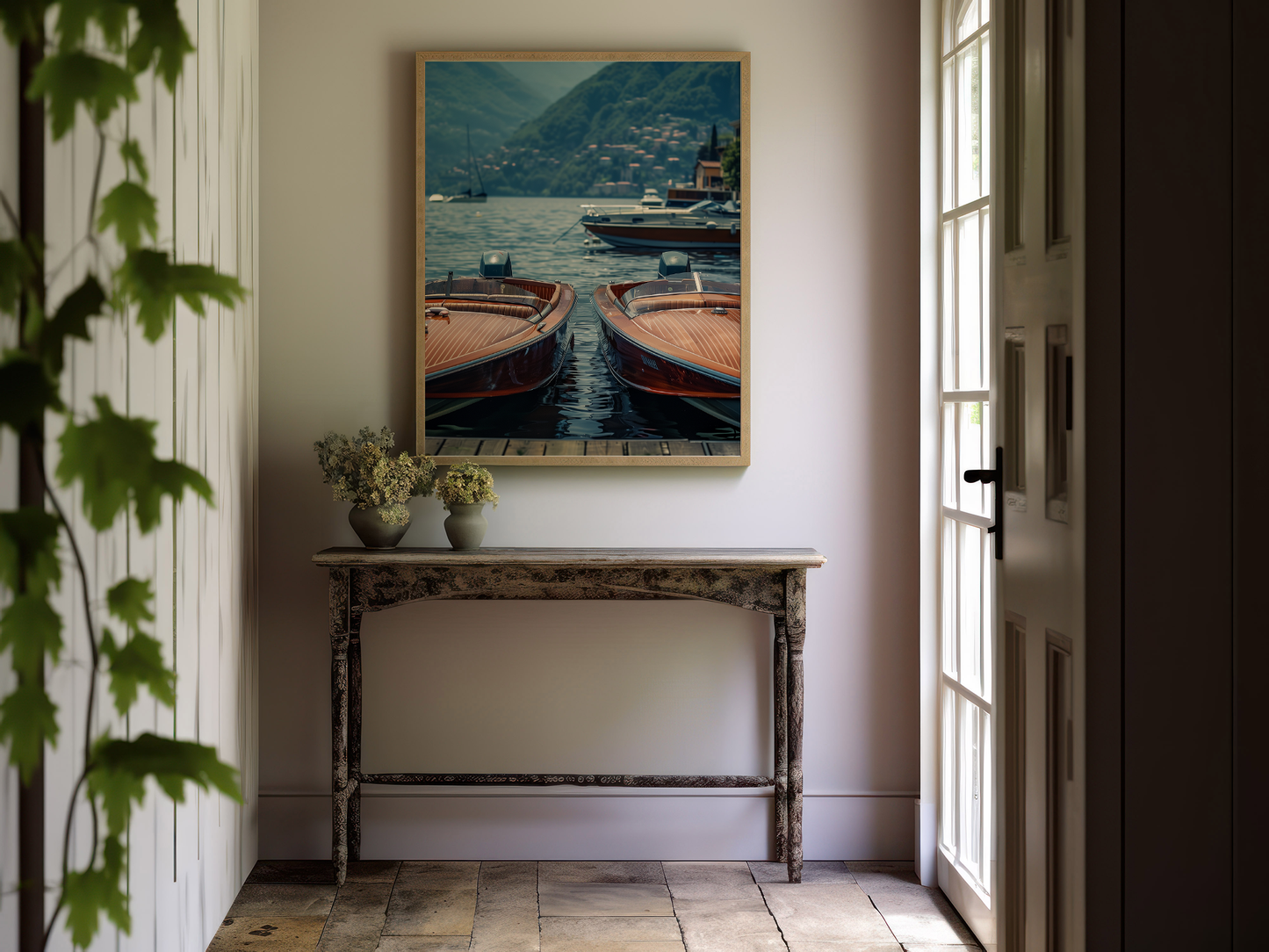 Classic Wooden Speedboats Print - Lakehouse Decor