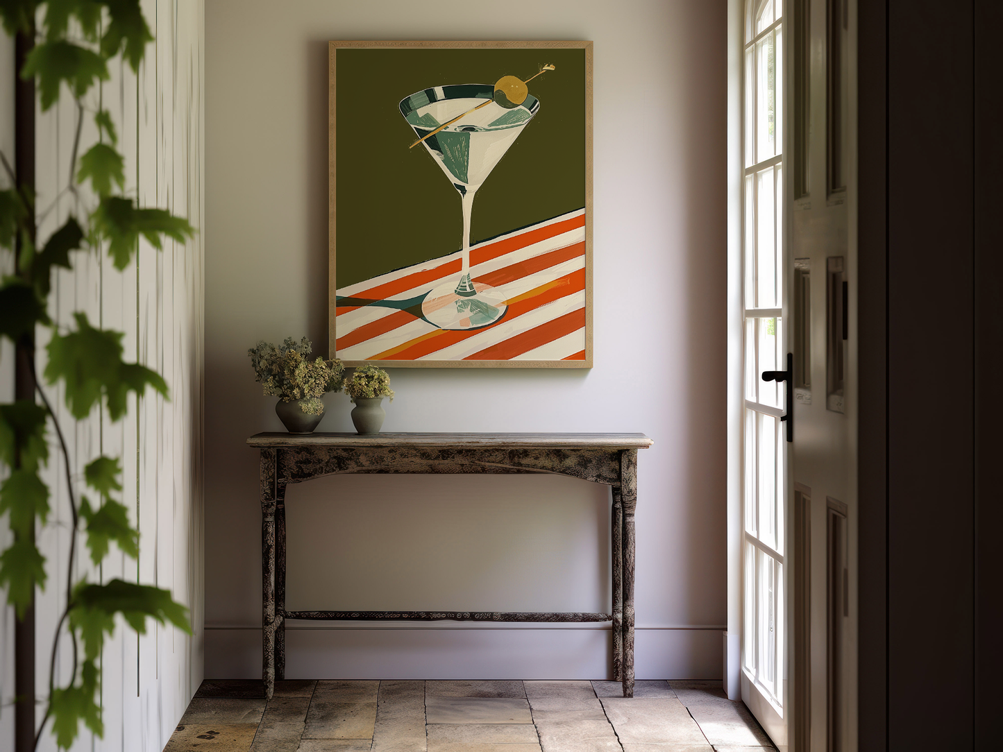 Retro Martini Glass Art Print - Vintage-Inspired Bar Wall Art