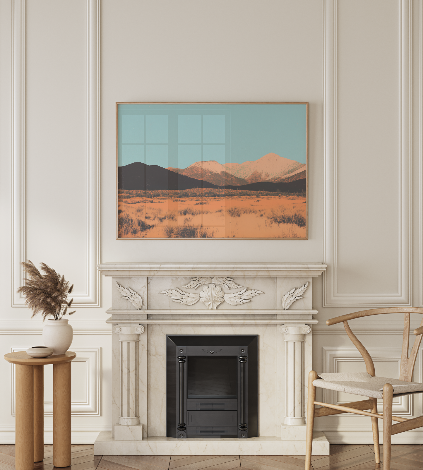 Retro Desert Landscape Art Print - Minimalist Risograph Artwork