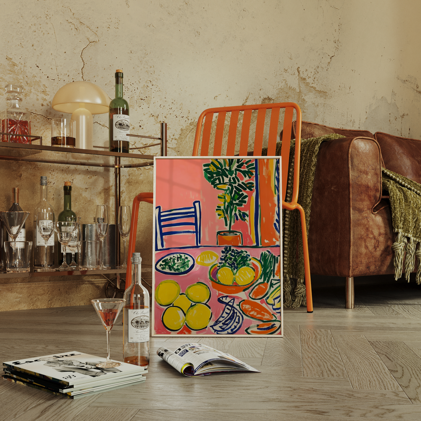Bold Maximalist Fruit and Vegetable Print