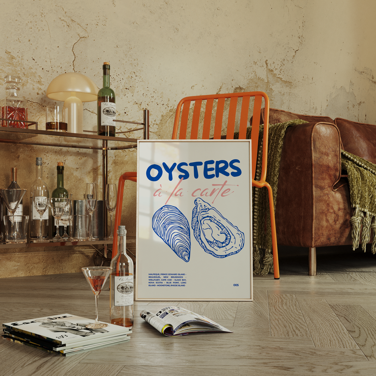 Chic Oyster Illustration Print - Coastal Kitchen Art