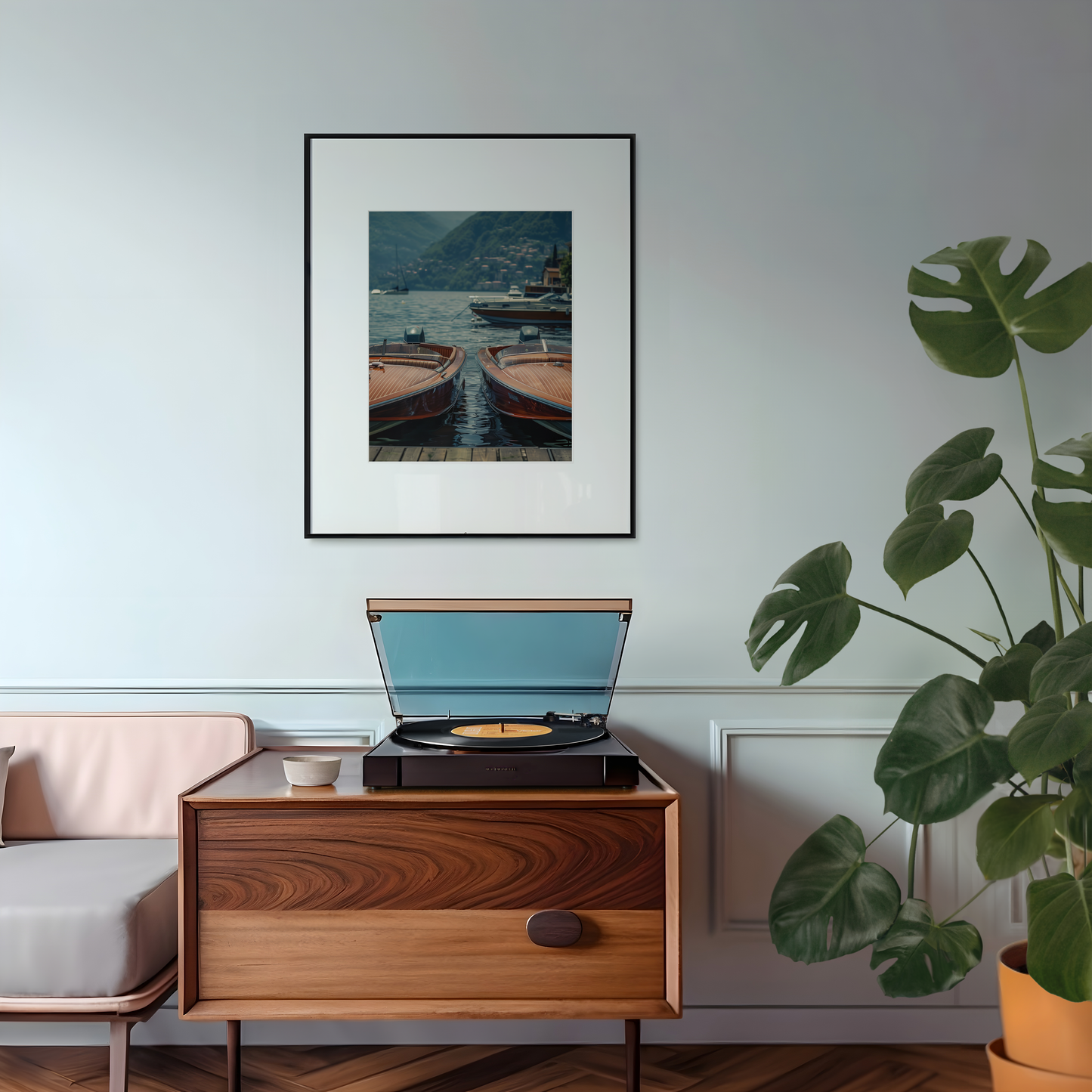 Classic Wooden Speedboats Print - Lakehouse Decor