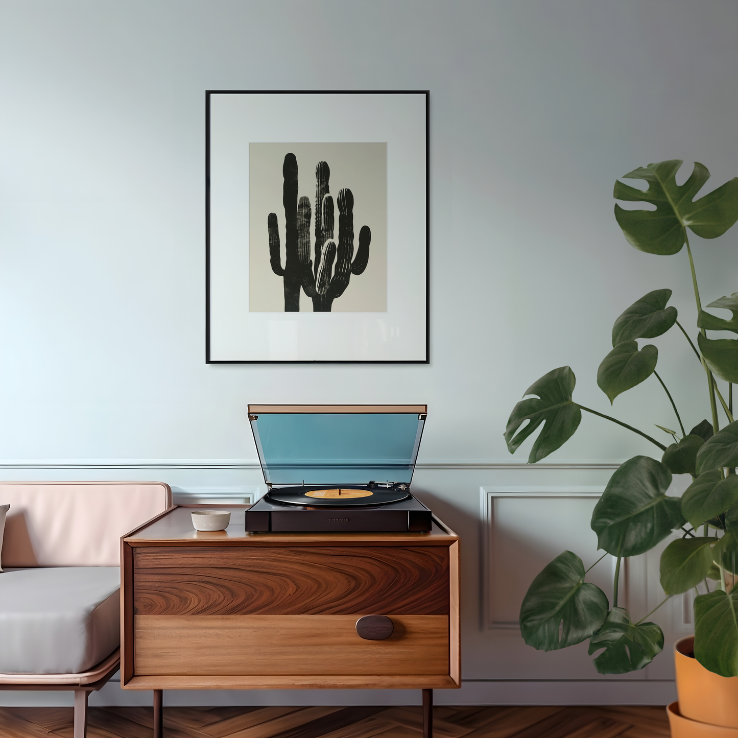 Modern Cactus Art Print - Black and White Minimalist Cacti