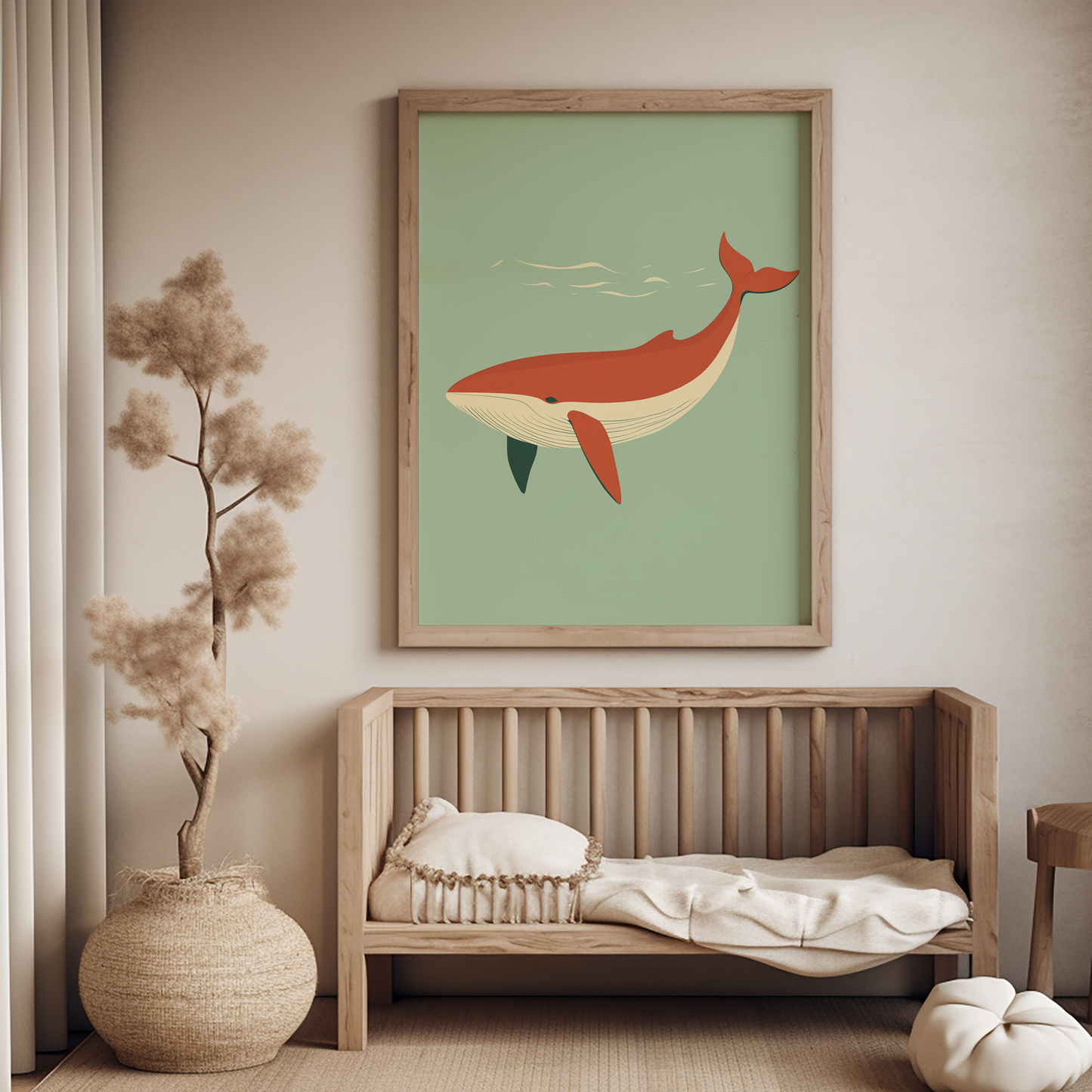 Whimsical Minimalist Whale - Nursery Print