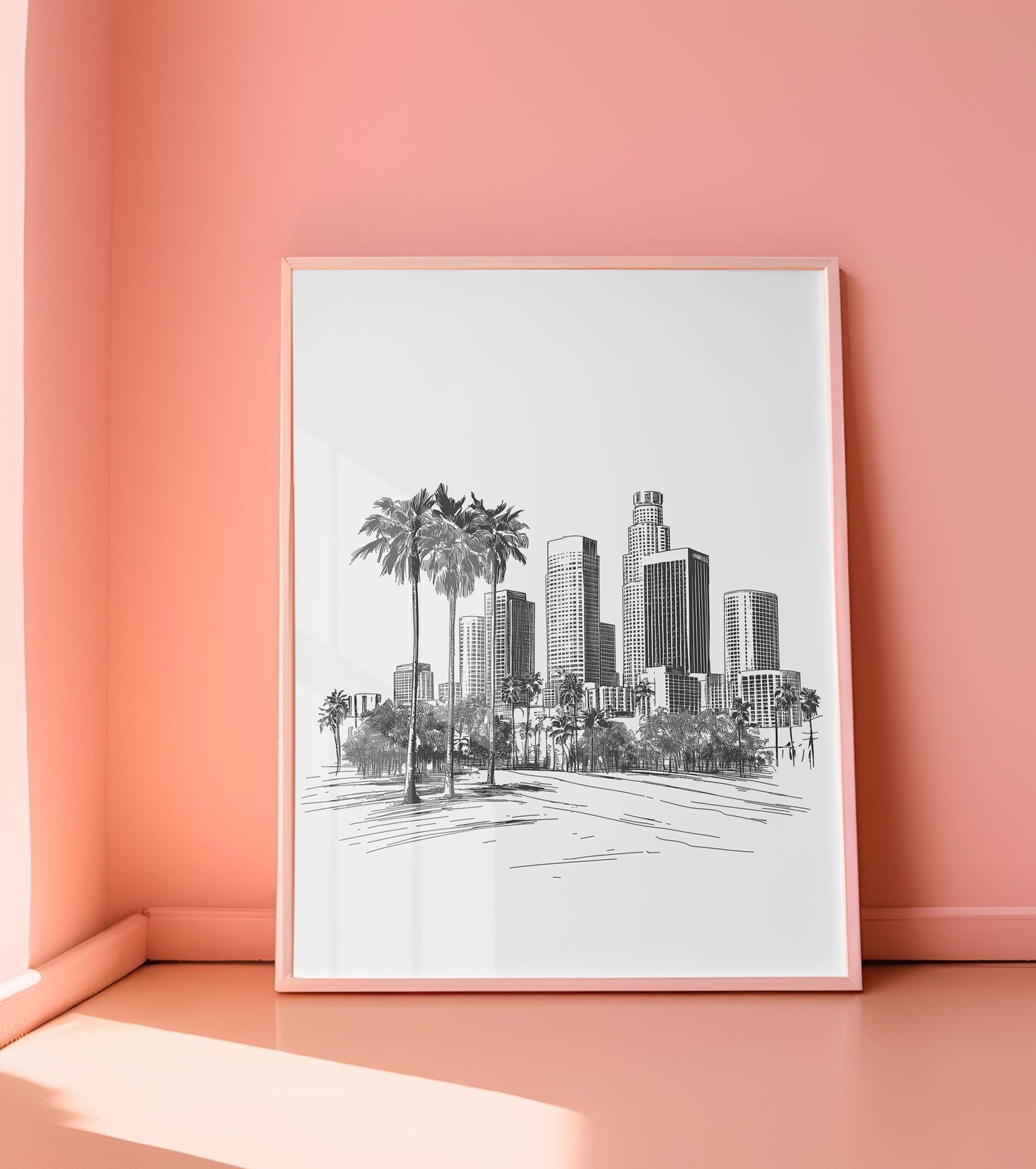 Los Angeles Skyline Print - Minimalist Black and White Cityscape