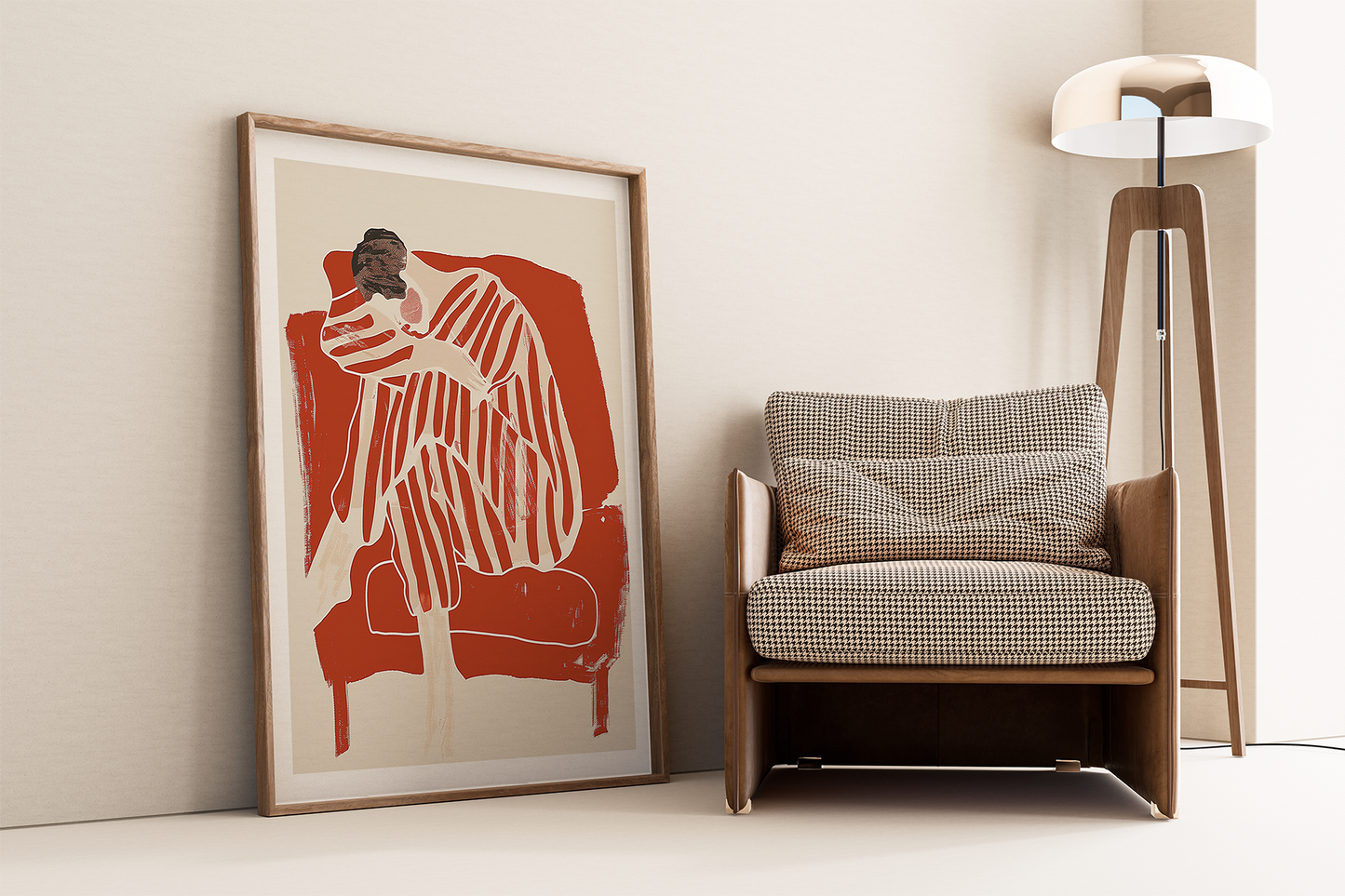 Abstract Woman in Stripes Art Print - Modern Home Decor