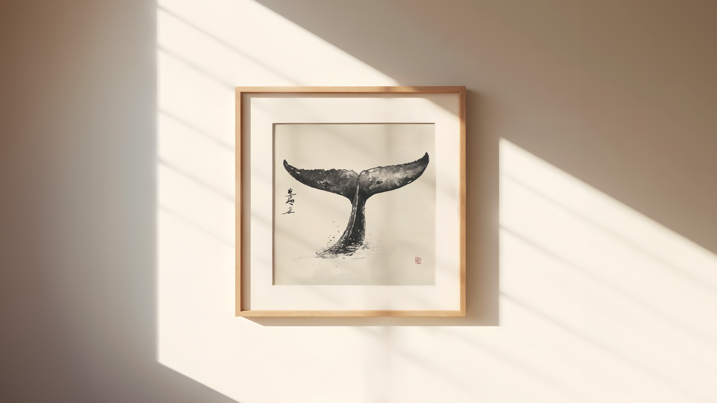 Elegant Minimalist Whale Tail Art Print