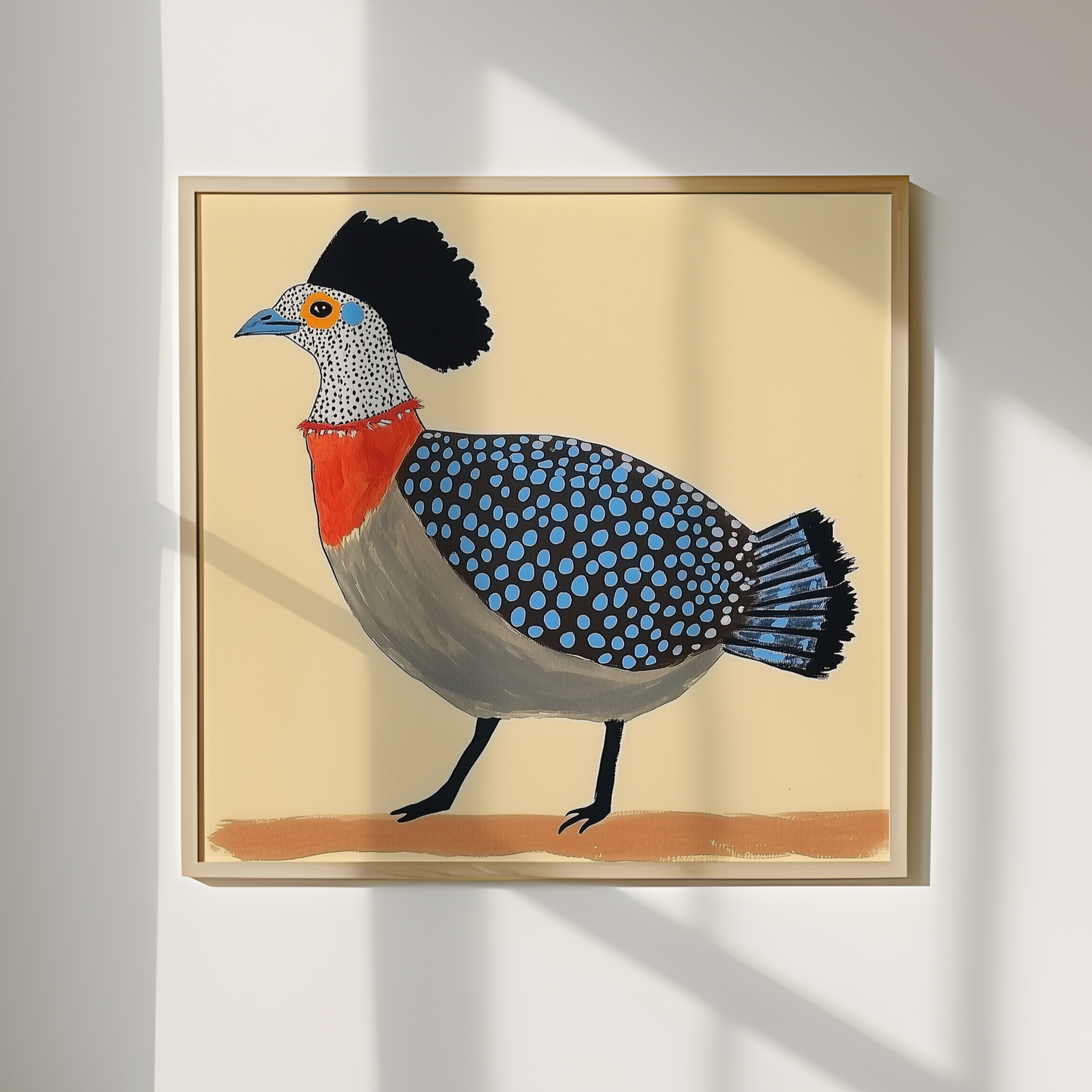 Whimsical Spotted Guinea Fowl Quail Art Print - Playful Modern Wall Decor