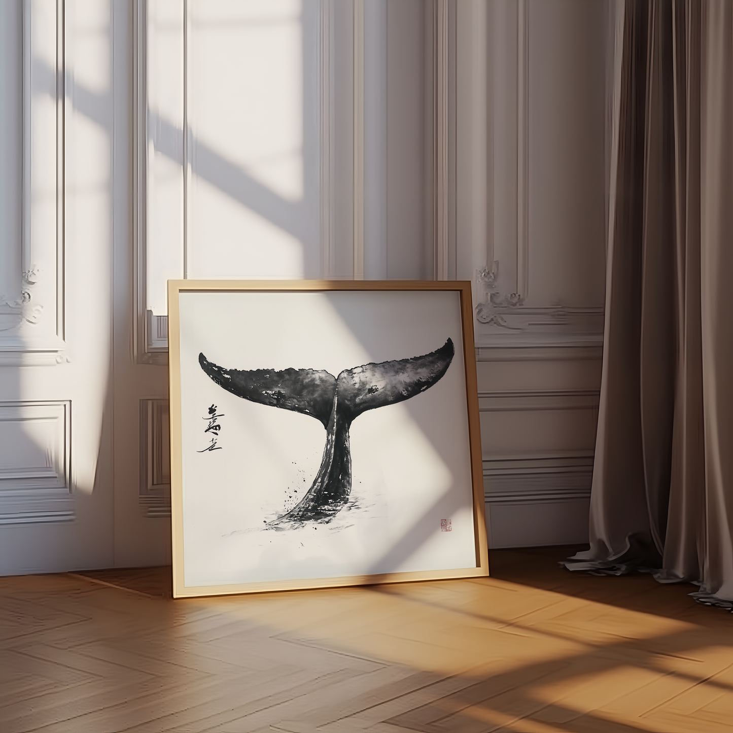Elegant Minimalist Whale Tail Art Print