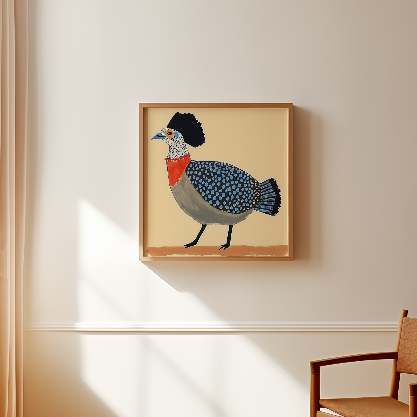 Whimsical Spotted Guinea Fowl Quail Art Print - Playful Modern Wall Decor