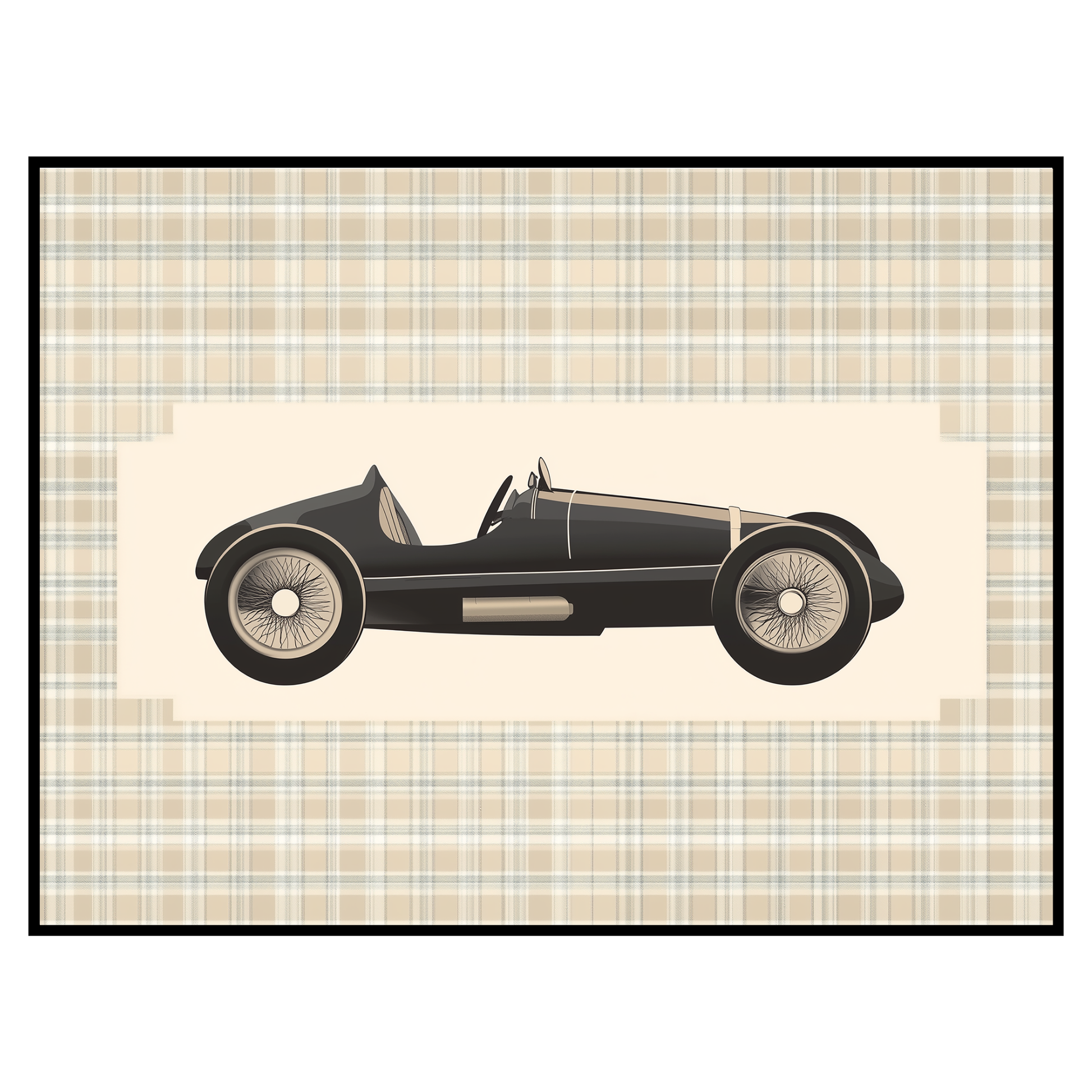 Vintage Car for Kids Room Plaid Nursery Wall Art – Avery Quinn