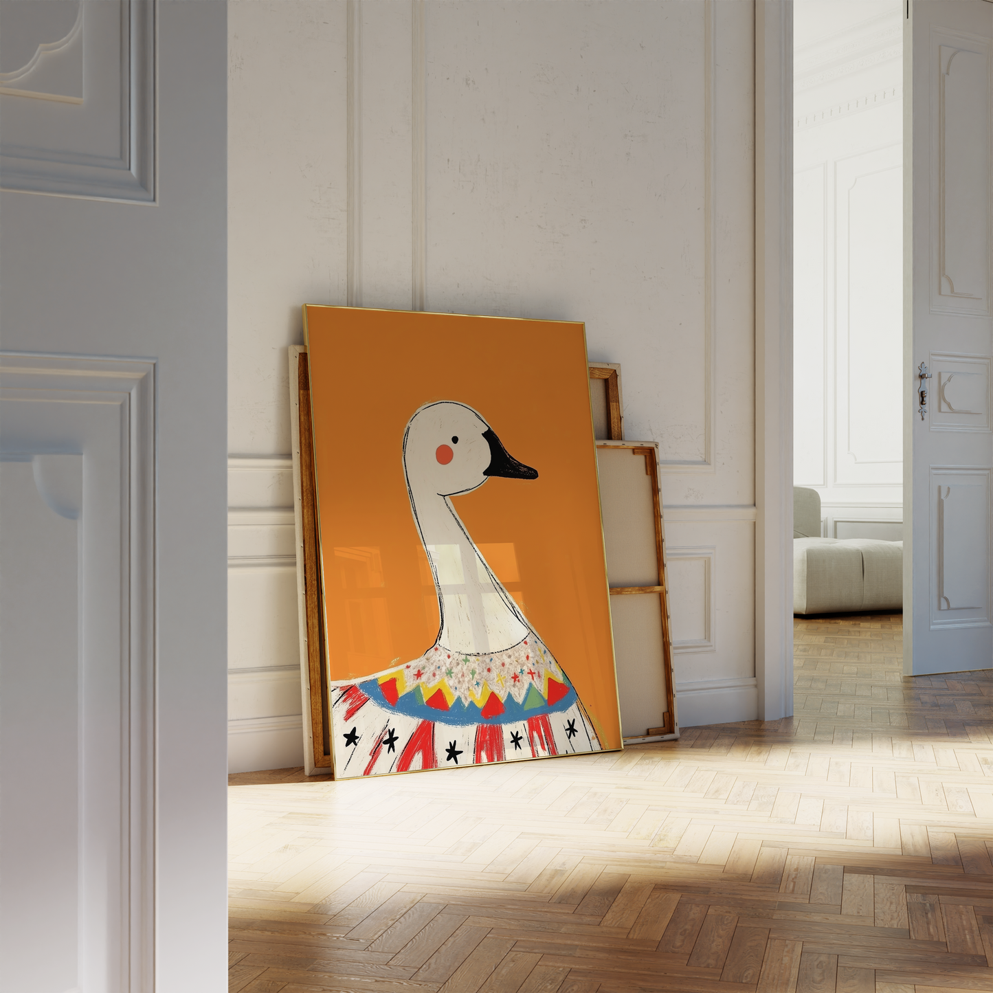 Playful Nursery Goose - Whimsical Circus Animal Artwork