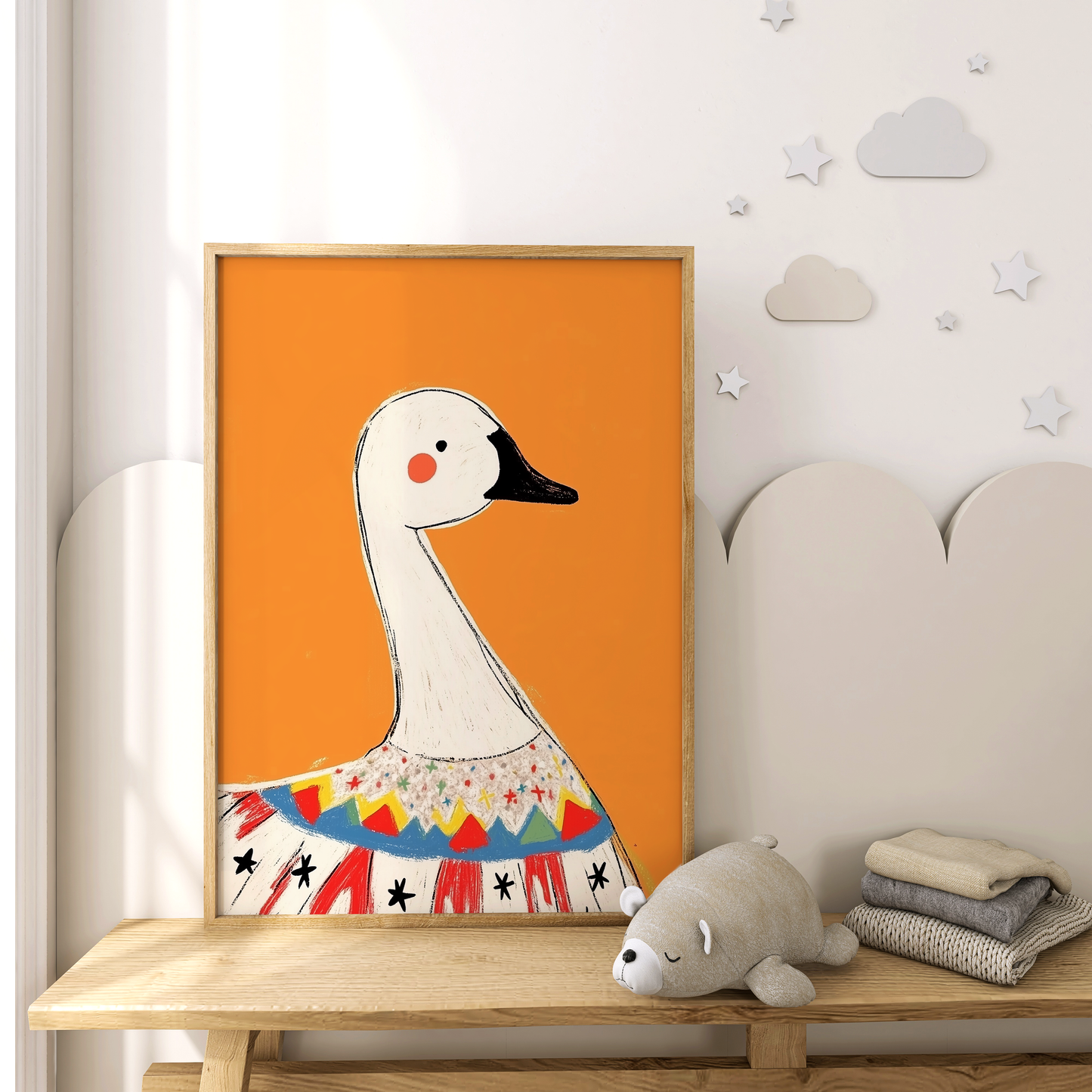 Playful Nursery Goose - Whimsical Circus Animal Artwork