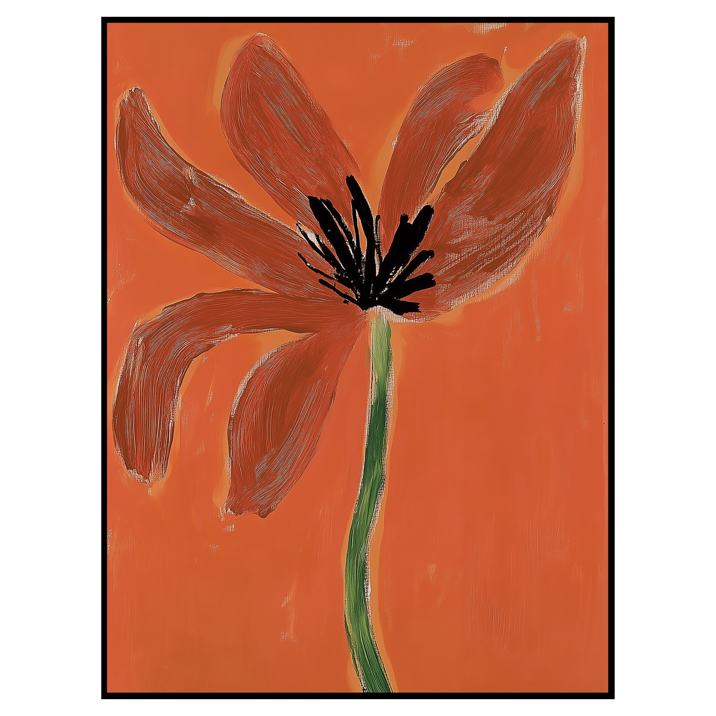 Bright Orange Mocha Flower Print
