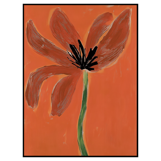 Bright Orange Mocha Flower Print