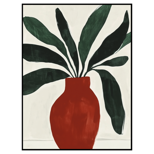 Modern Plant in Bold Red Vase