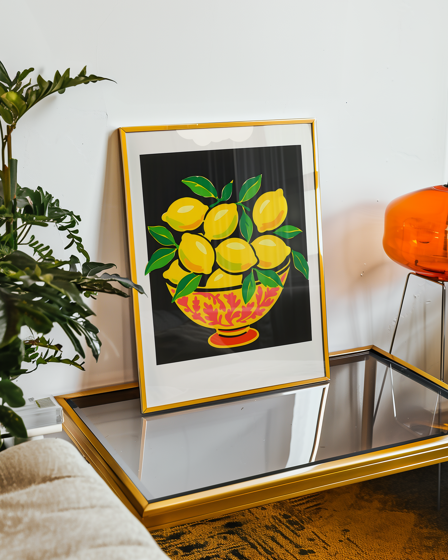 Bold Lemon Bowl Kitchen Art Print