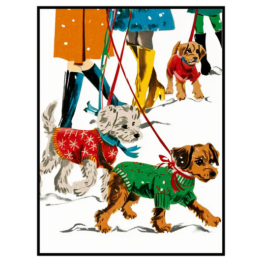 Vintage Christmas Dogs - Mid-Century Print