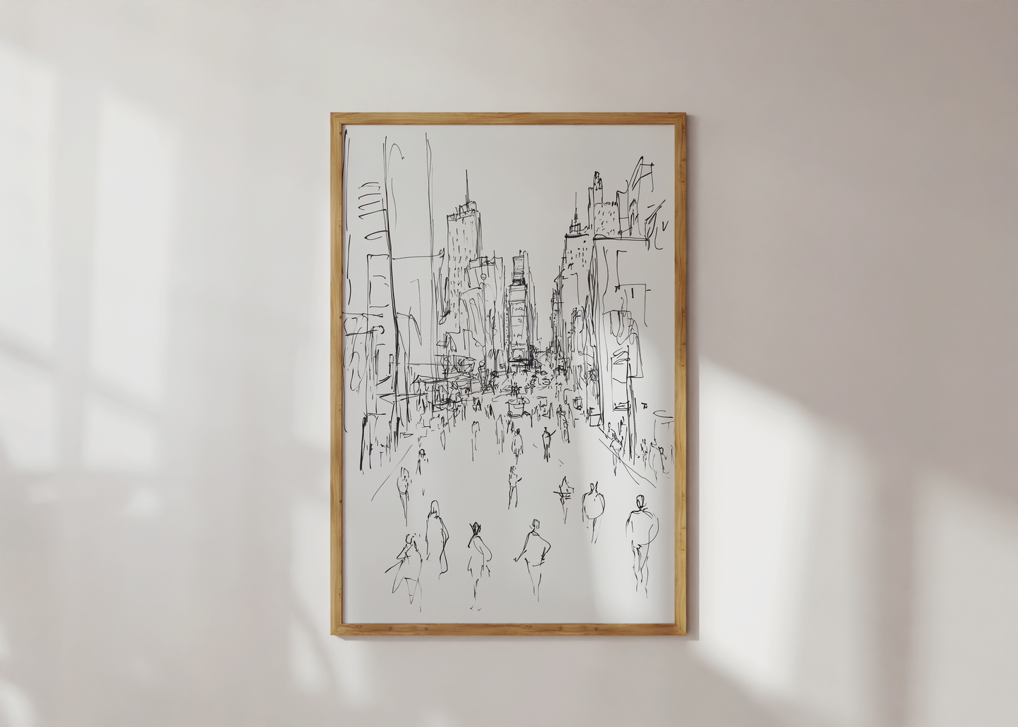 NY Times Square Cityscape Sketch - Minimalist New York Wall Art