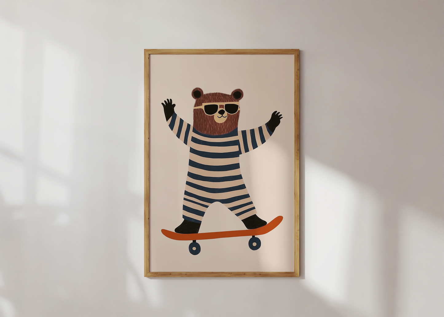 Skater Bear Nursery Art Print - Playful Kid’s Room Decor