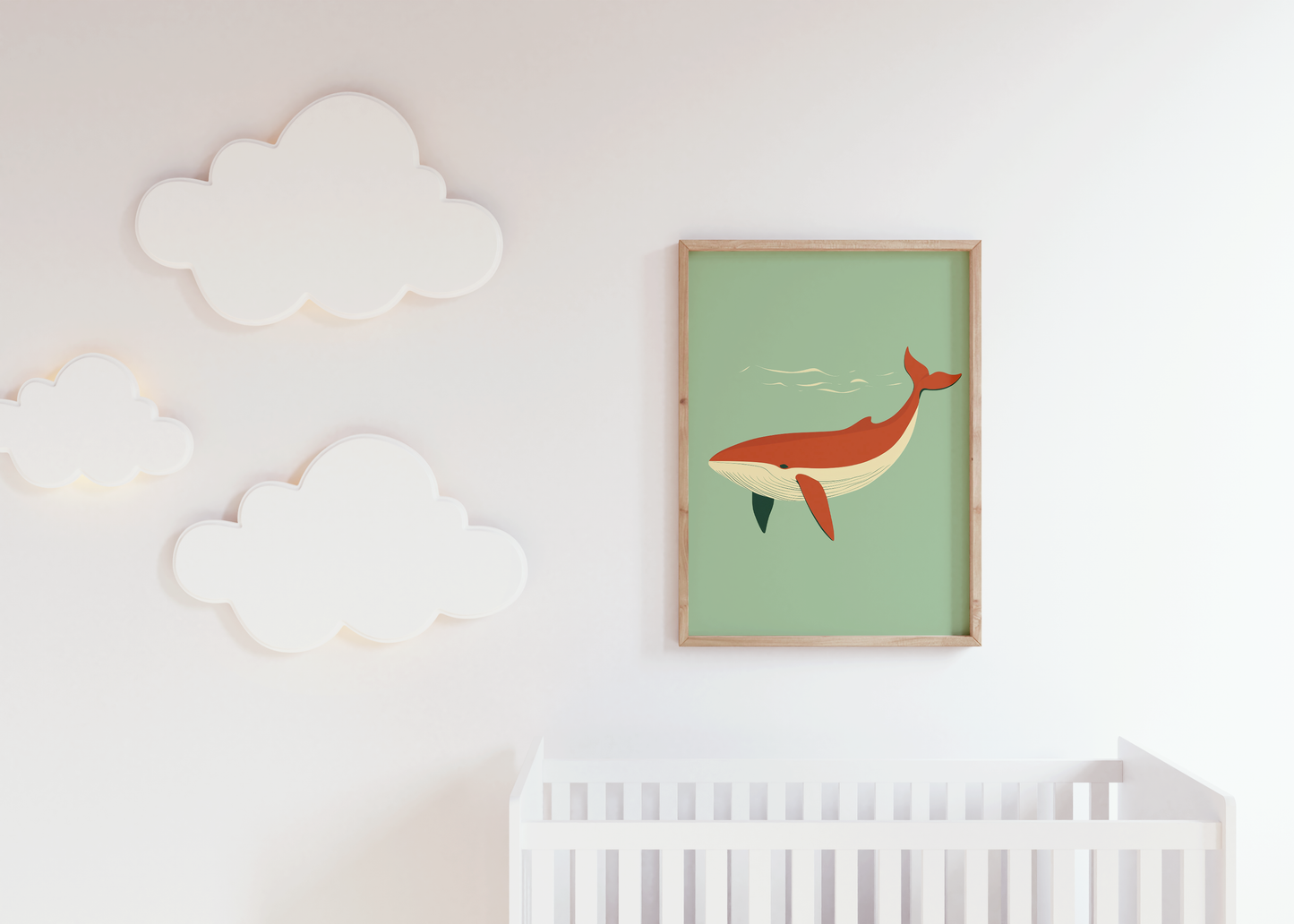 Whimsical Minimalist Whale - Nursery Print
