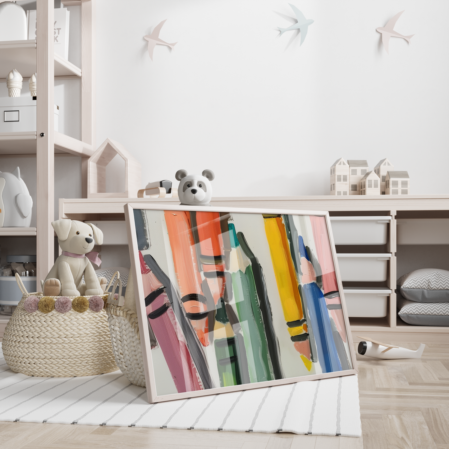 Colorful Crayons Art Print - Modern Kids Room Decor