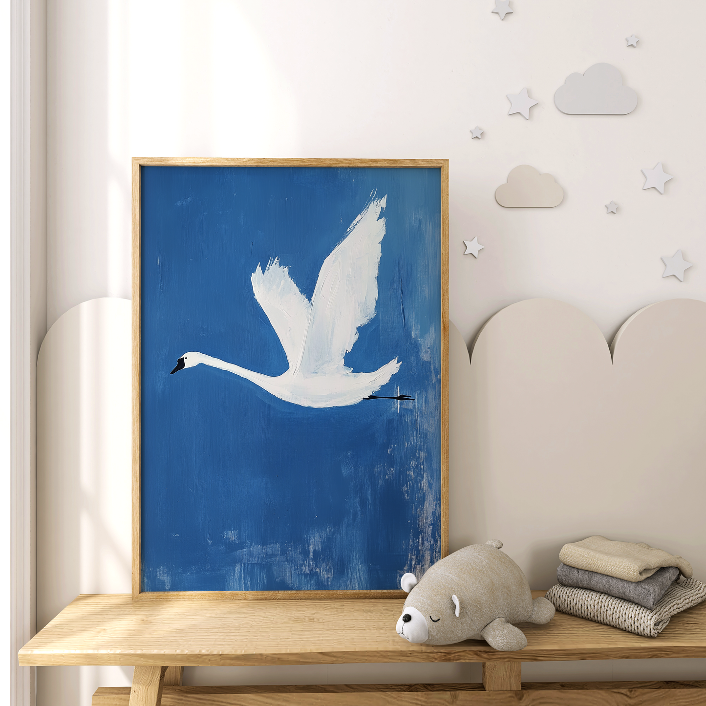 Nursery Swan Wall Art - Minimalist Baby Room Decor