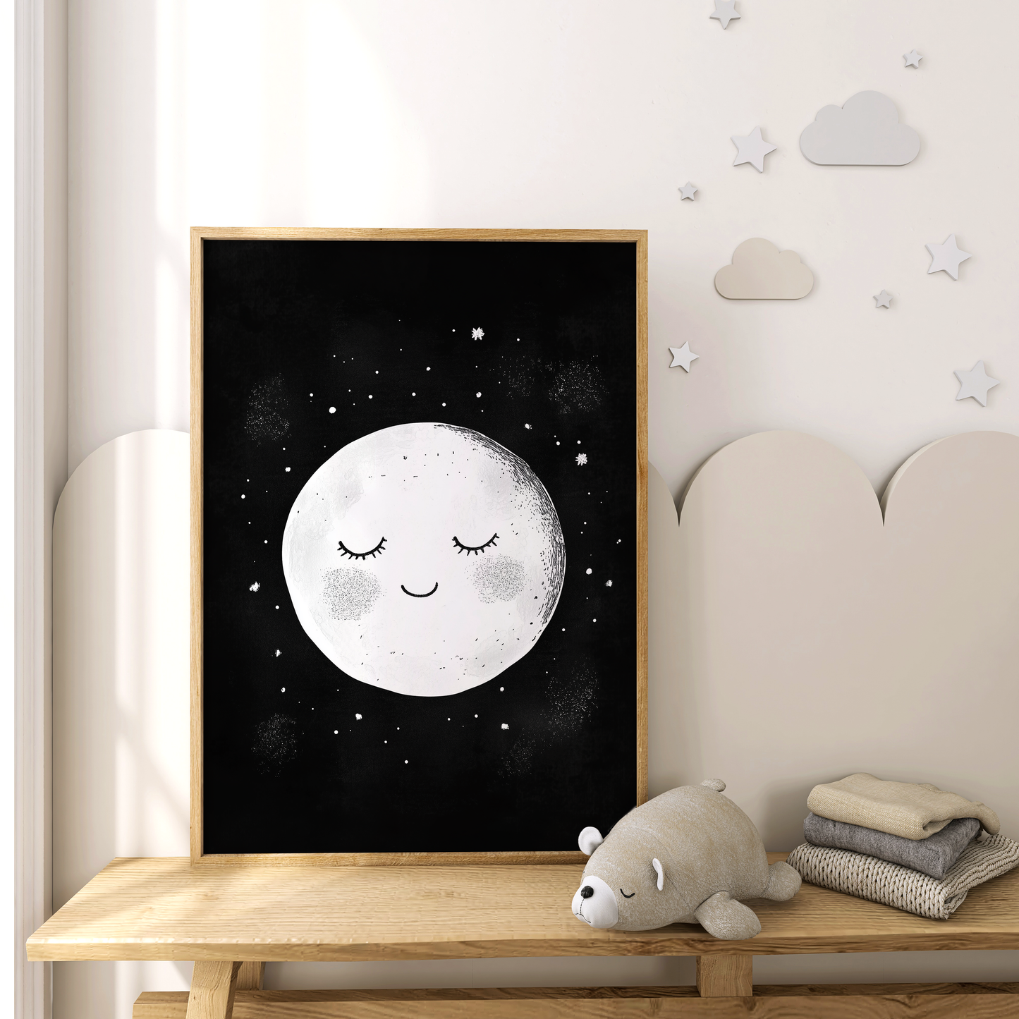 Adorable Moon Art Print - Modern Nursery Wall Art