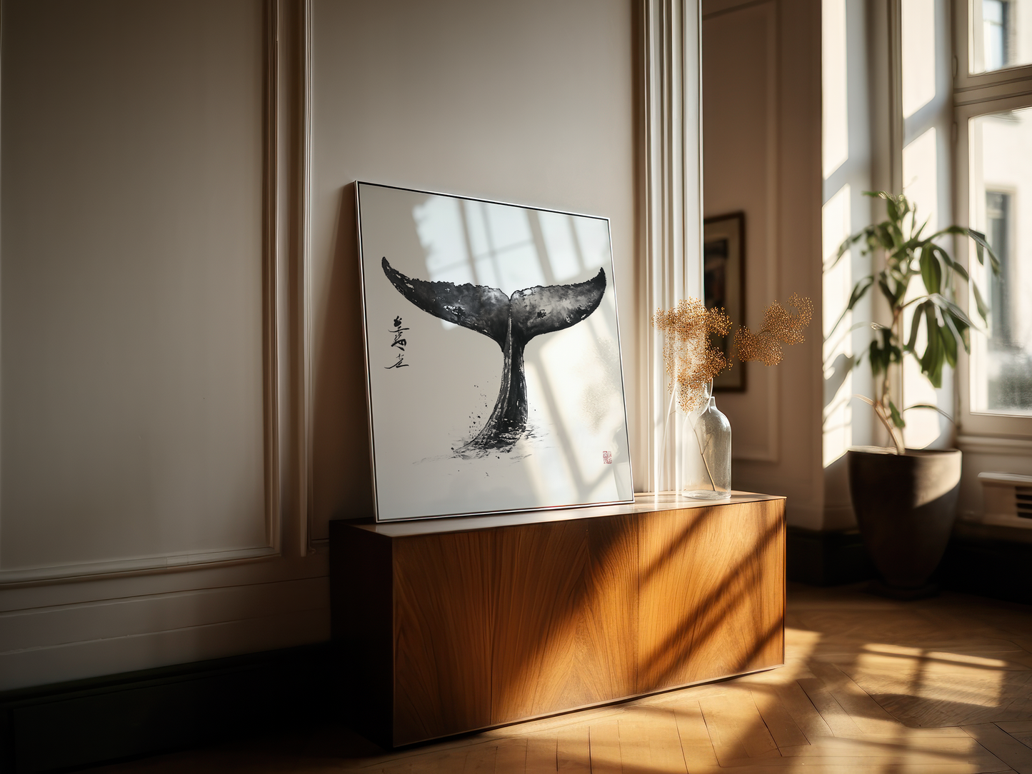Elegant Minimalist Whale Tail Art Print